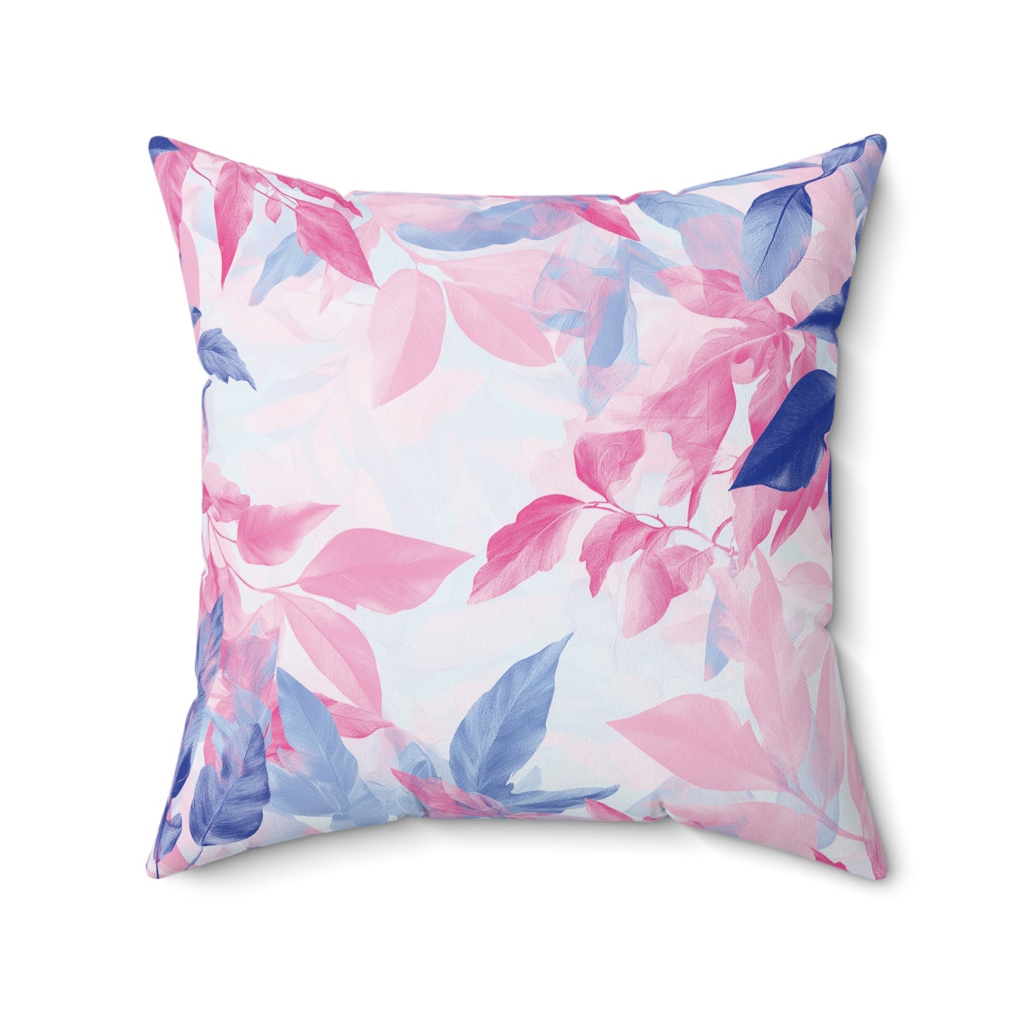 Decorative Pillow - Colorful Pastel Leaves in Pink & Blue Tones