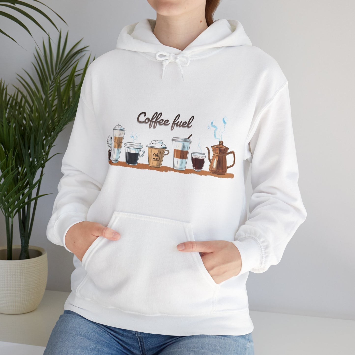 Unisex Heavy Blend™ Hooded Sweatshirt - Coffee Lovers Unisex Hoodie - Cozy Coffee Cups Design Hoodie for Men and Women