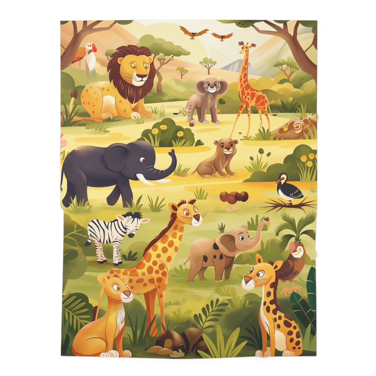 Baby Swaddle Blanket with Cute African Savannah Animals Design