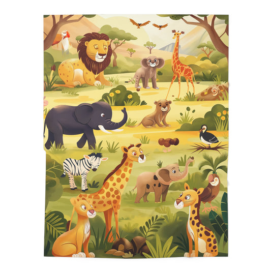 Baby Swaddle Blanket with Cute African Savannah Animals Design