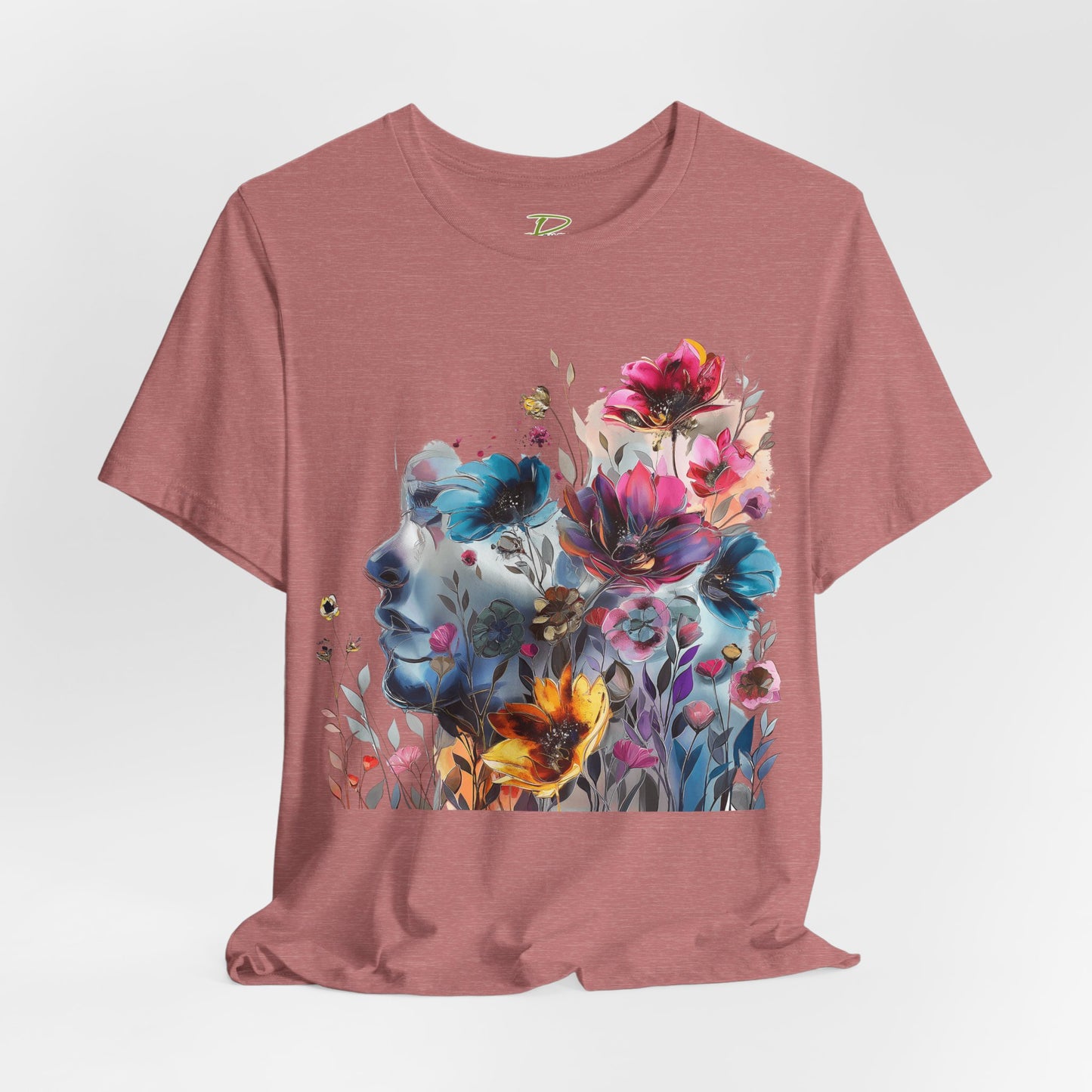 Floral Watercolor T-shirt for Women - Vibrant Artistic Tee - Lightweight Fabric Tee