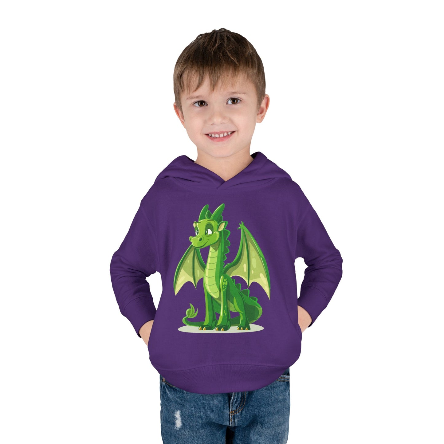 Toddler Pullover Fleece Hoodie - Cute Cartoon Dragon Design Hoodie
