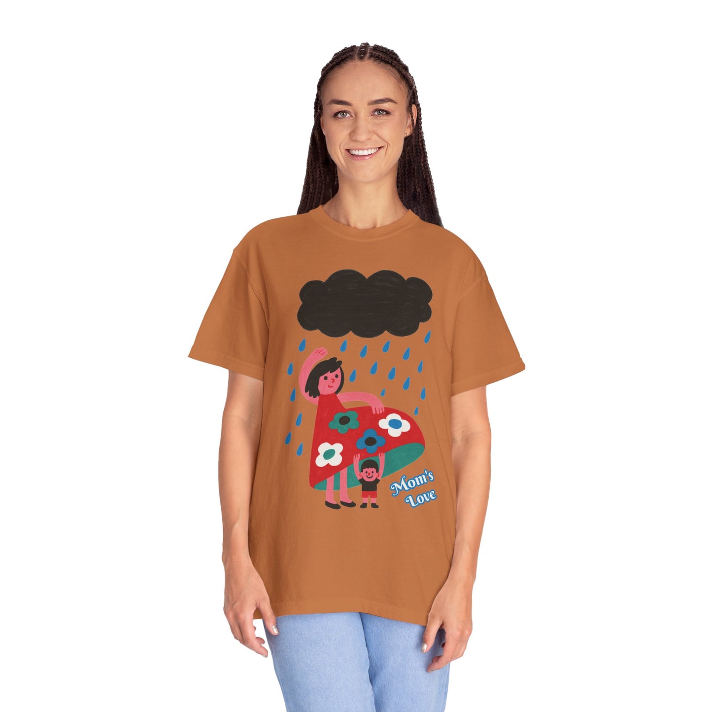 Colorful Rainy Day Unisex T-Shirt - Whimsical Design Featuring Flowers & Clouds - Mother's day Gift - Birthday Gift