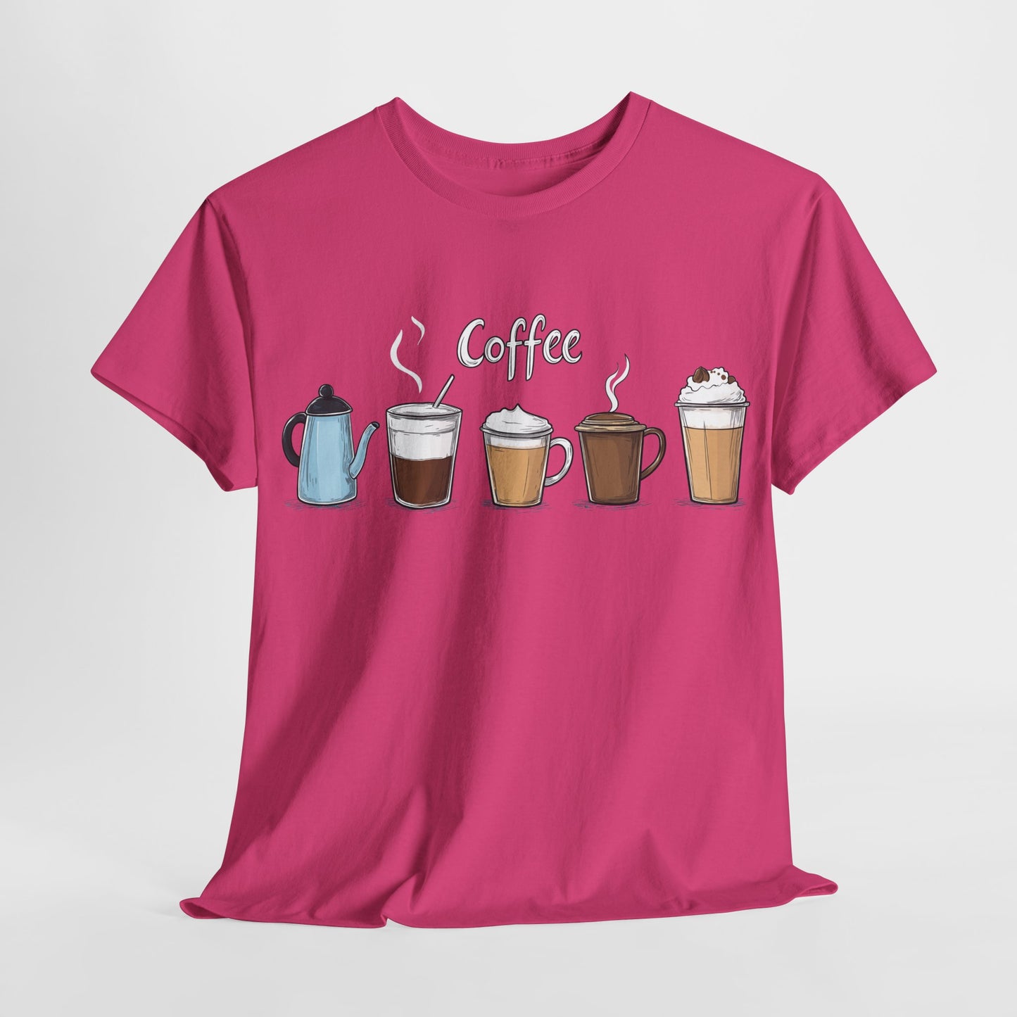 Coffee Cup Pattern Unisex Heavy Cotton Tee - Brewed Patterns Unisex Heavy Cotton Tee