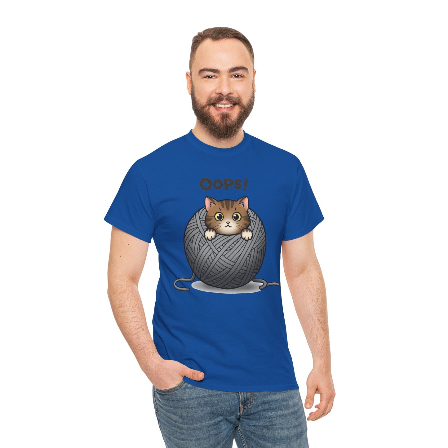 Cotton Tee with Cute Cat Design - 'Oops!' Humor for Cat Lovers