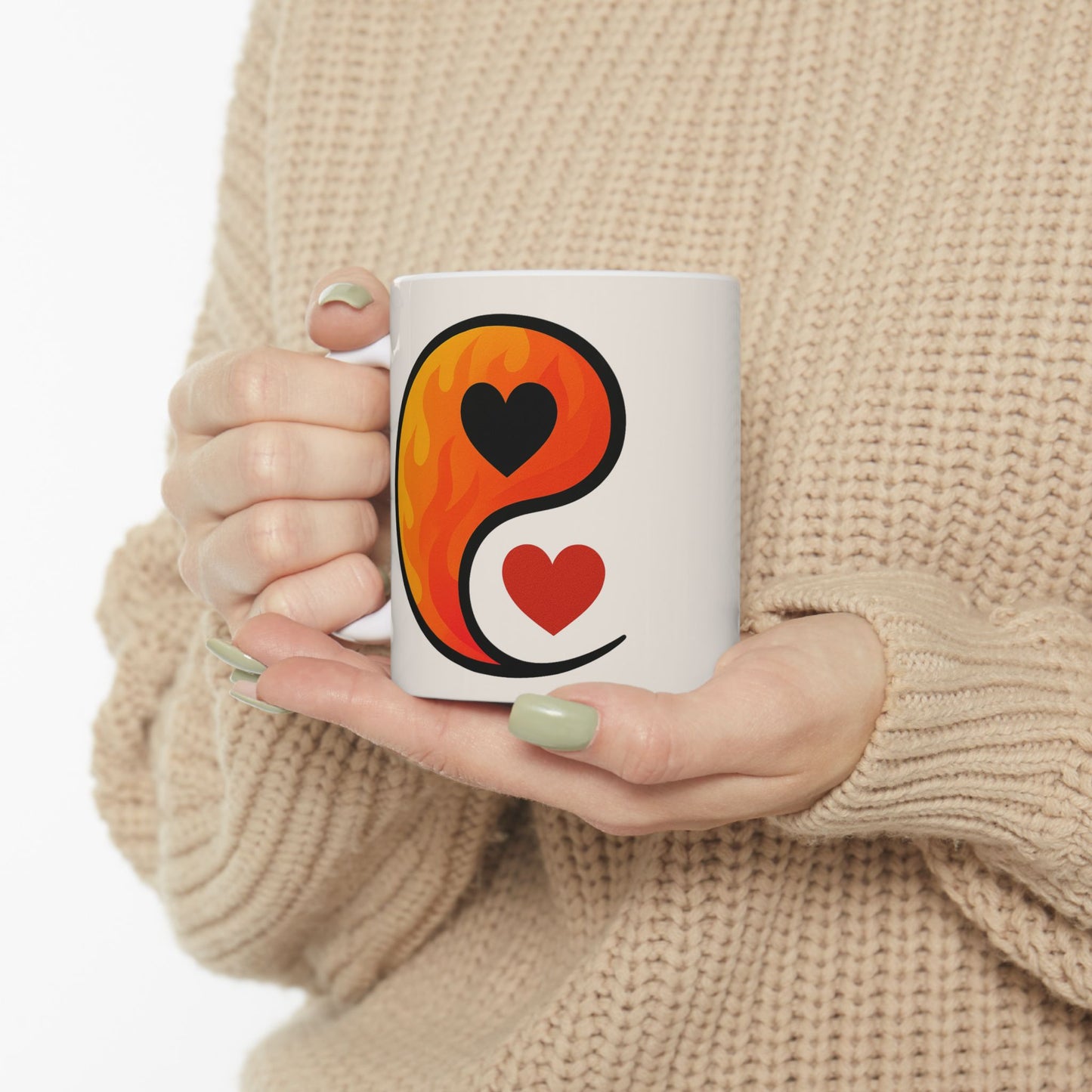 Heartwarming Ceramic Mug - Yin Yang Design for Coffee Lovers