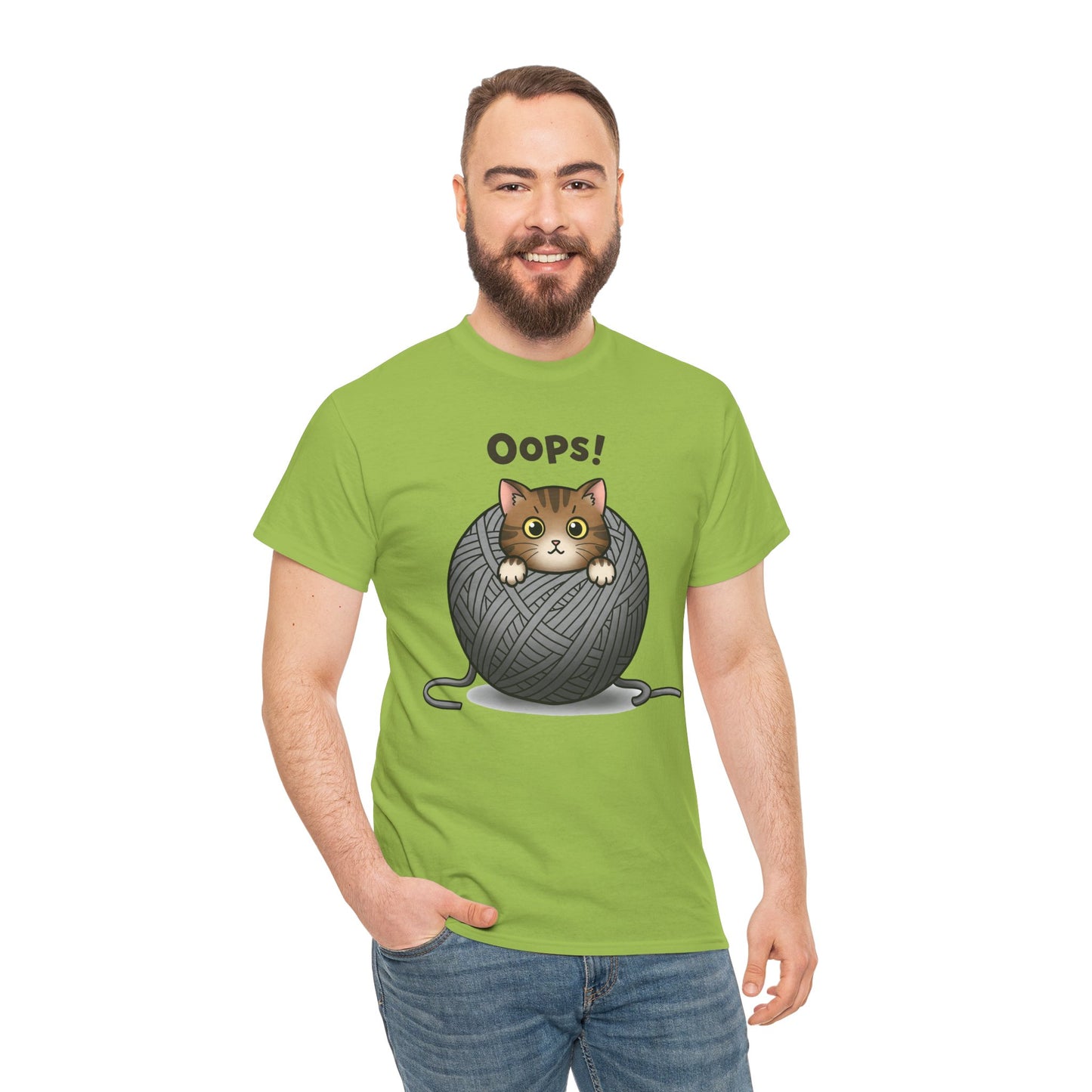 Cotton Tee with Cute Cat Design - 'Oops!' Humor for Cat Lovers