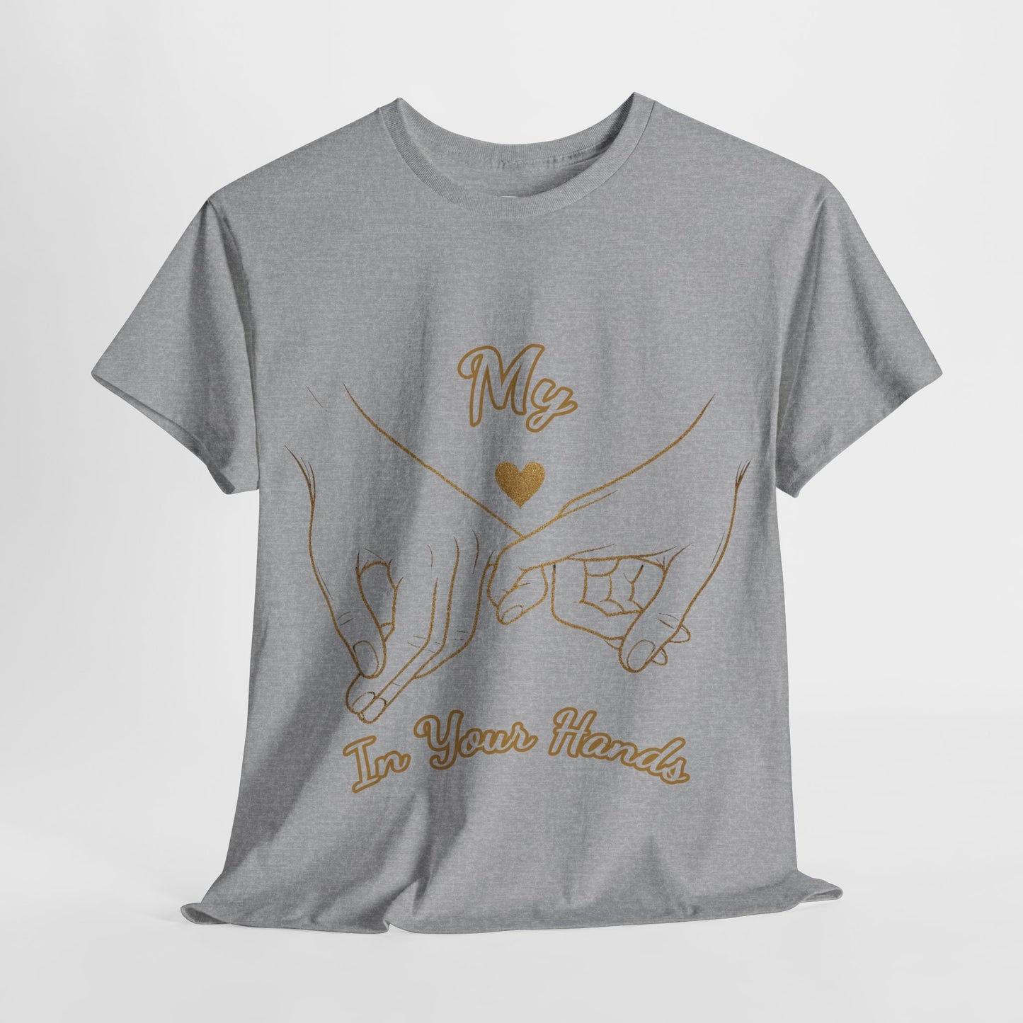 Cute Couples Unisex Heavy Cotton Tee - 'My Heart in Your Hands' design T-shirt