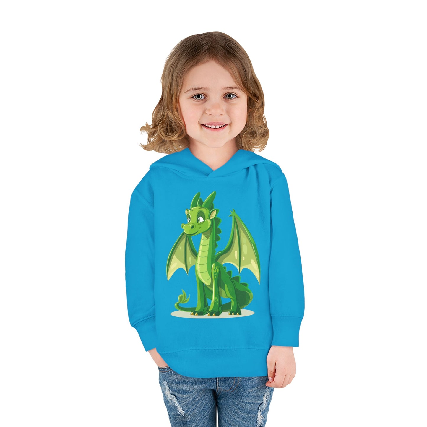 Toddler Pullover Fleece Hoodie - Cute Cartoon Dragon Design Hoodie