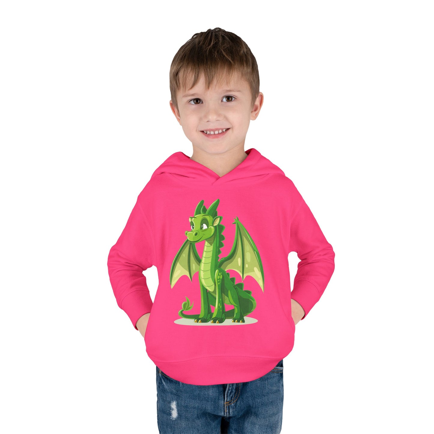 Toddler Pullover Fleece Hoodie - Cute Cartoon Dragon Design Hoodie