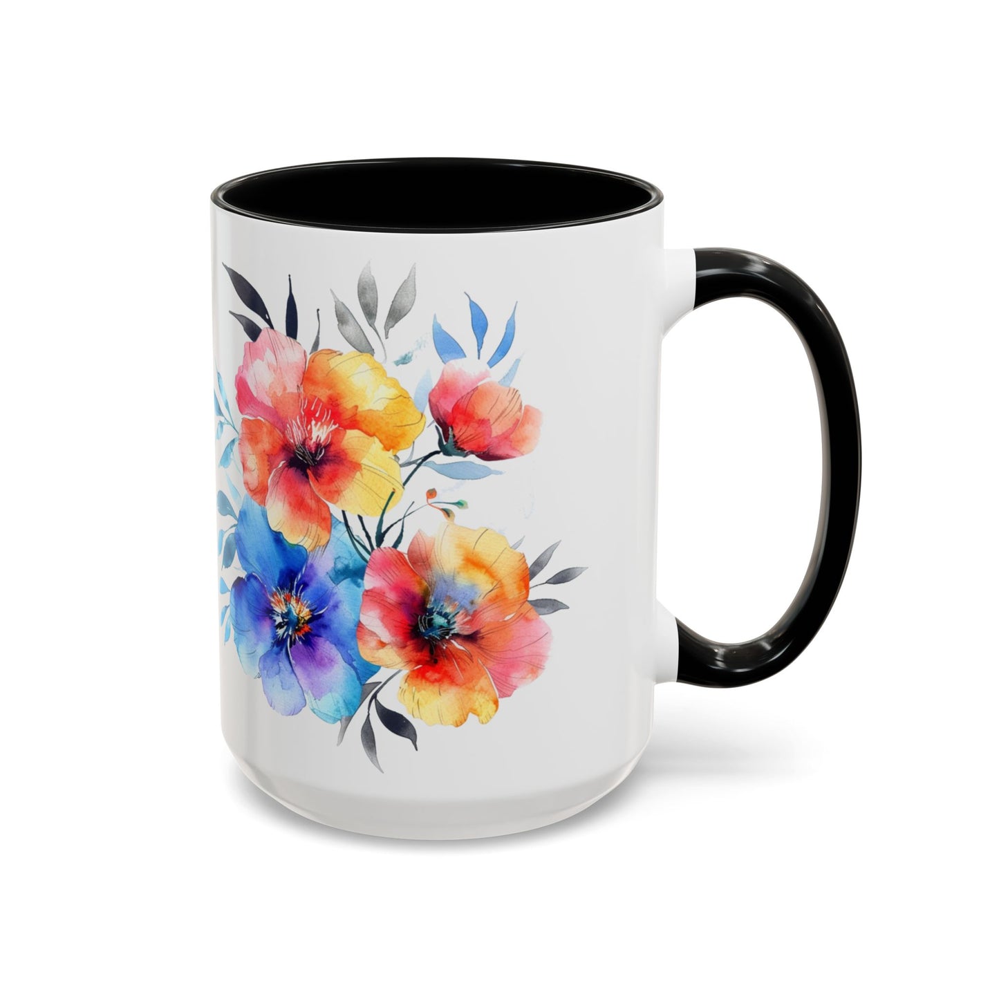 Oil colored Wildflowers Accent Coffee Mug, (11oz, 15oz)
