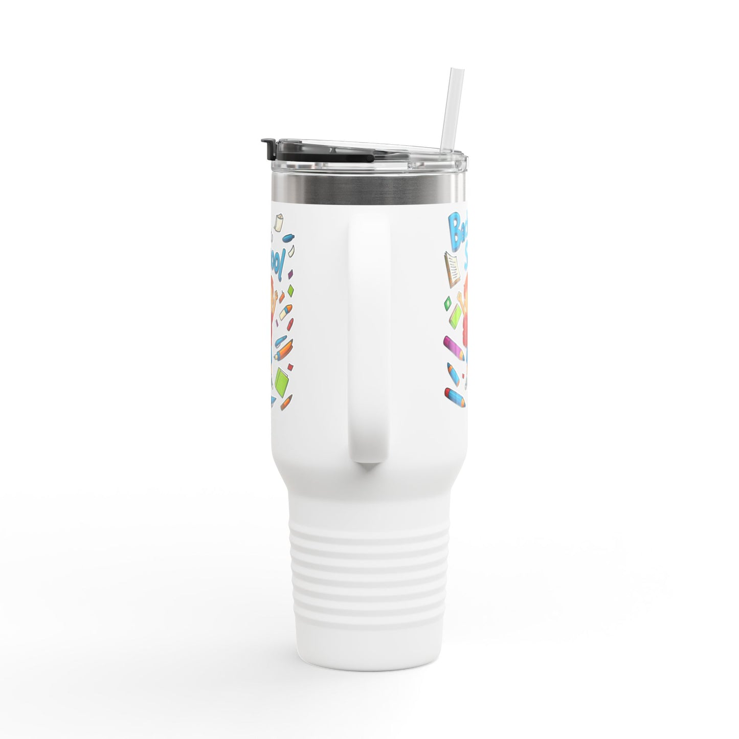 Back to School Insulated Travel Mug, 40oz - Colorful Design for Kids