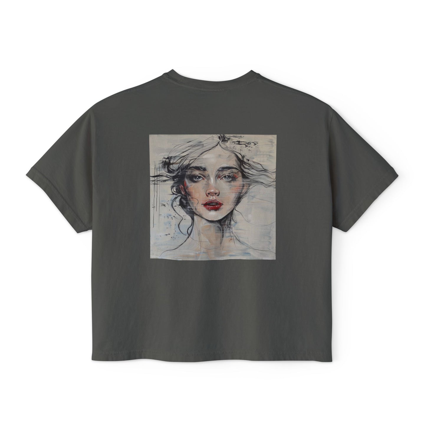 Artistic Women's Boxy Tee - Modern Graphic Top for Casual Style