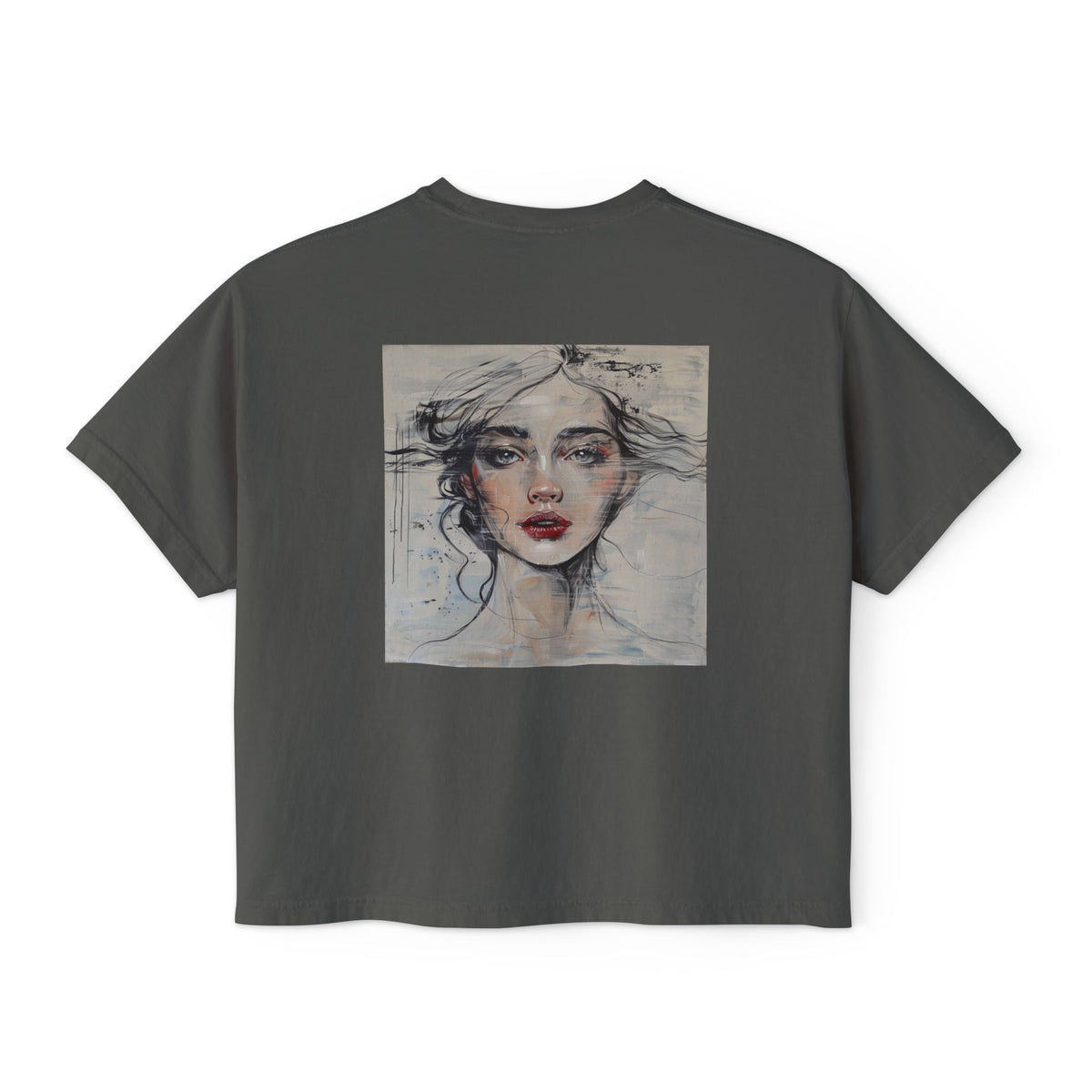 Artistic Women's Boxy Tee - Modern Graphic Top for Casual Style