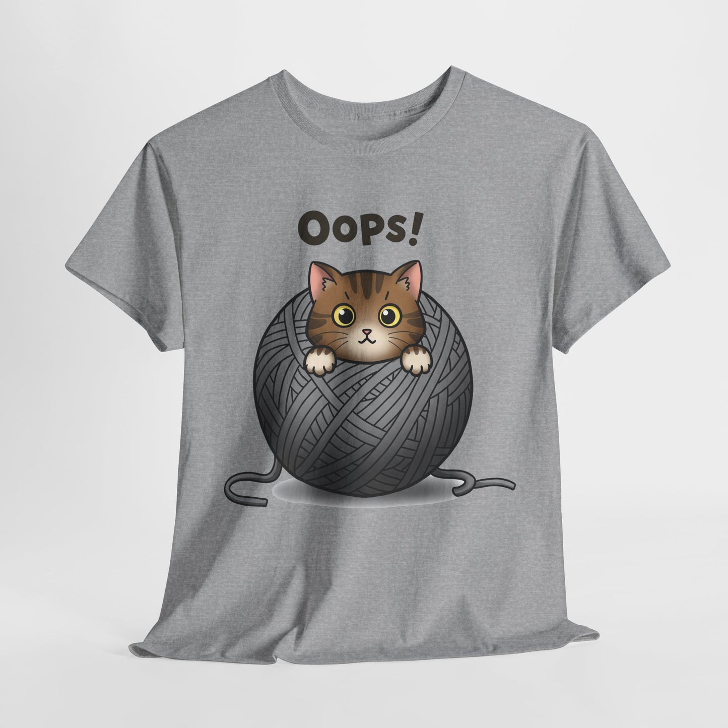 Cotton Tee with Cute Cat Design - 'Oops!' Humor for Cat Lovers