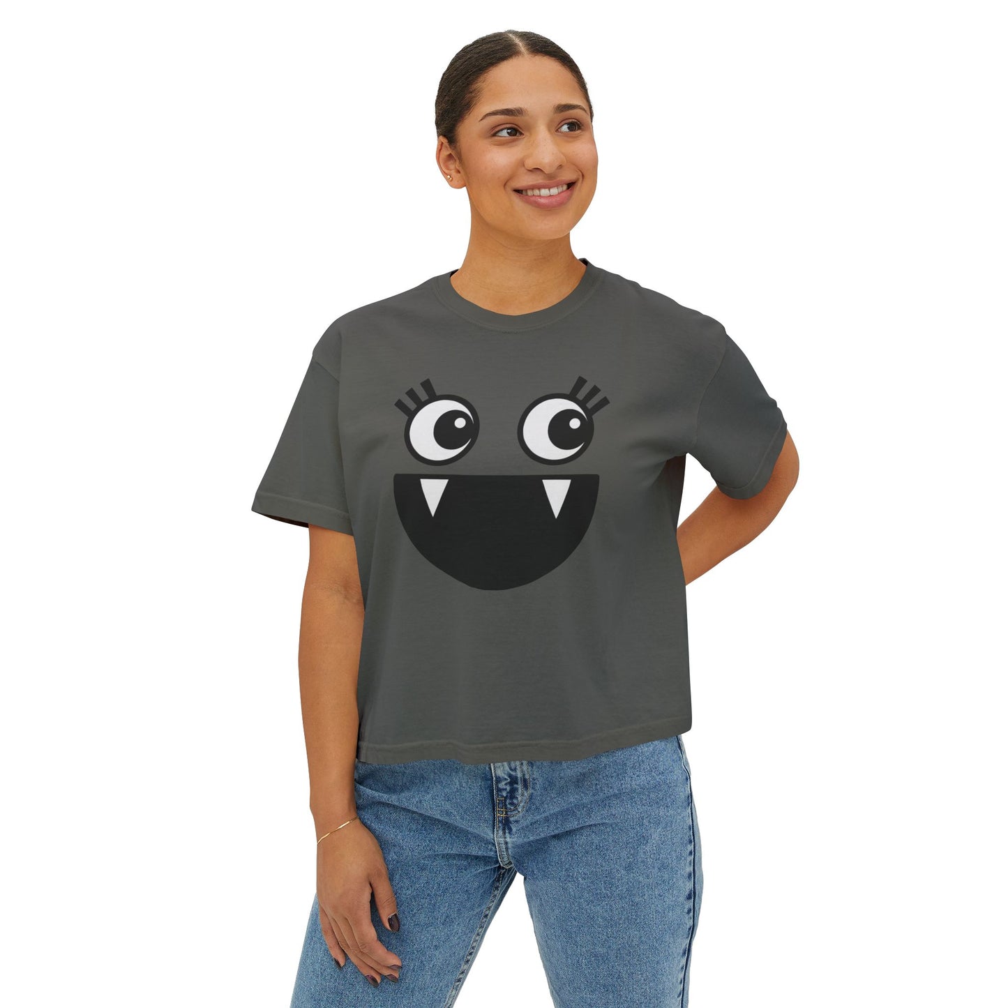 Cute Monster Women's Boxy Tee - Playful Graphic T-Shirt for Fun Style