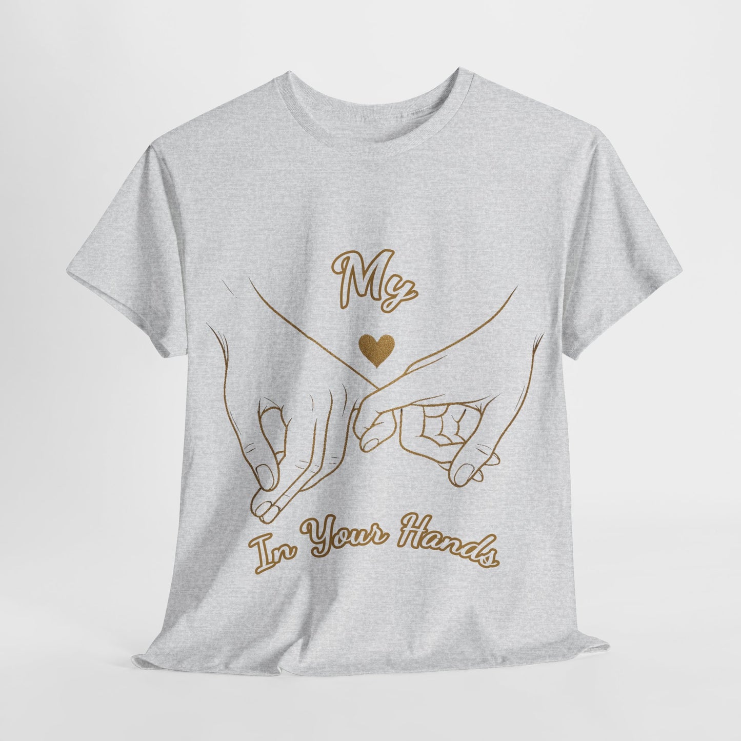 Cute Couples Unisex Heavy Cotton Tee - 'My Heart in Your Hands' design T-shirt
