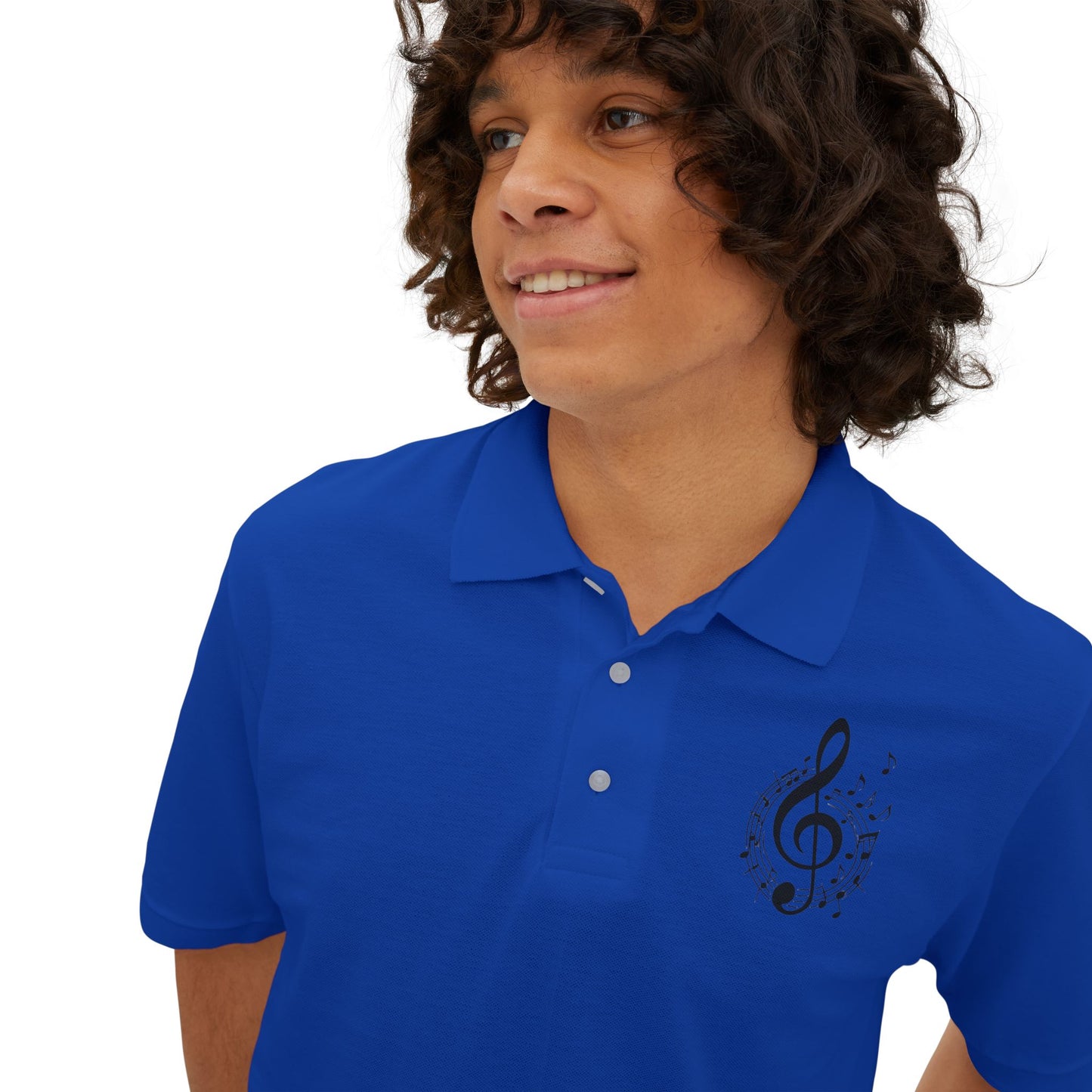 Musical Notes Men's Polo Shirt | Casual Concert Wear, Gift for Musicians, Music Lovers, Summer Style, Everyday Comfort - Father's Day Gift