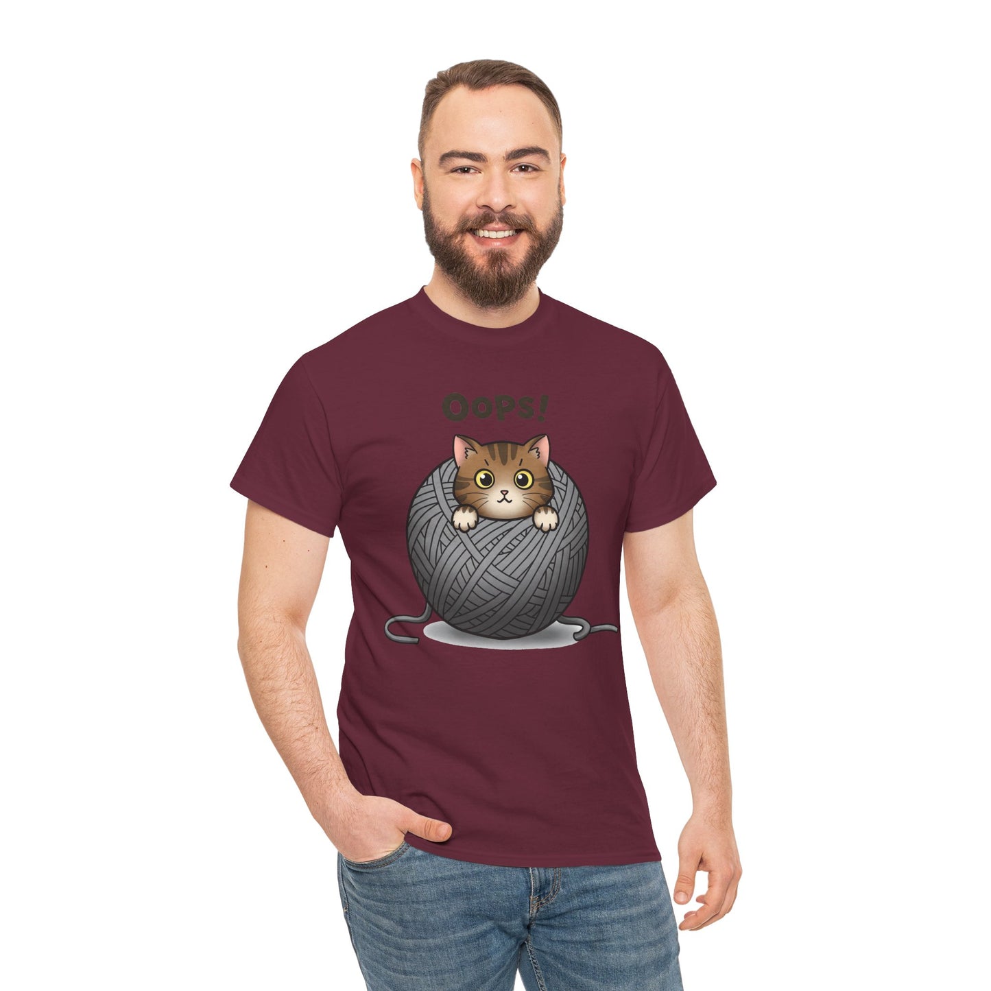 Cotton Tee with Cute Cat Design - 'Oops!' Humor for Cat Lovers