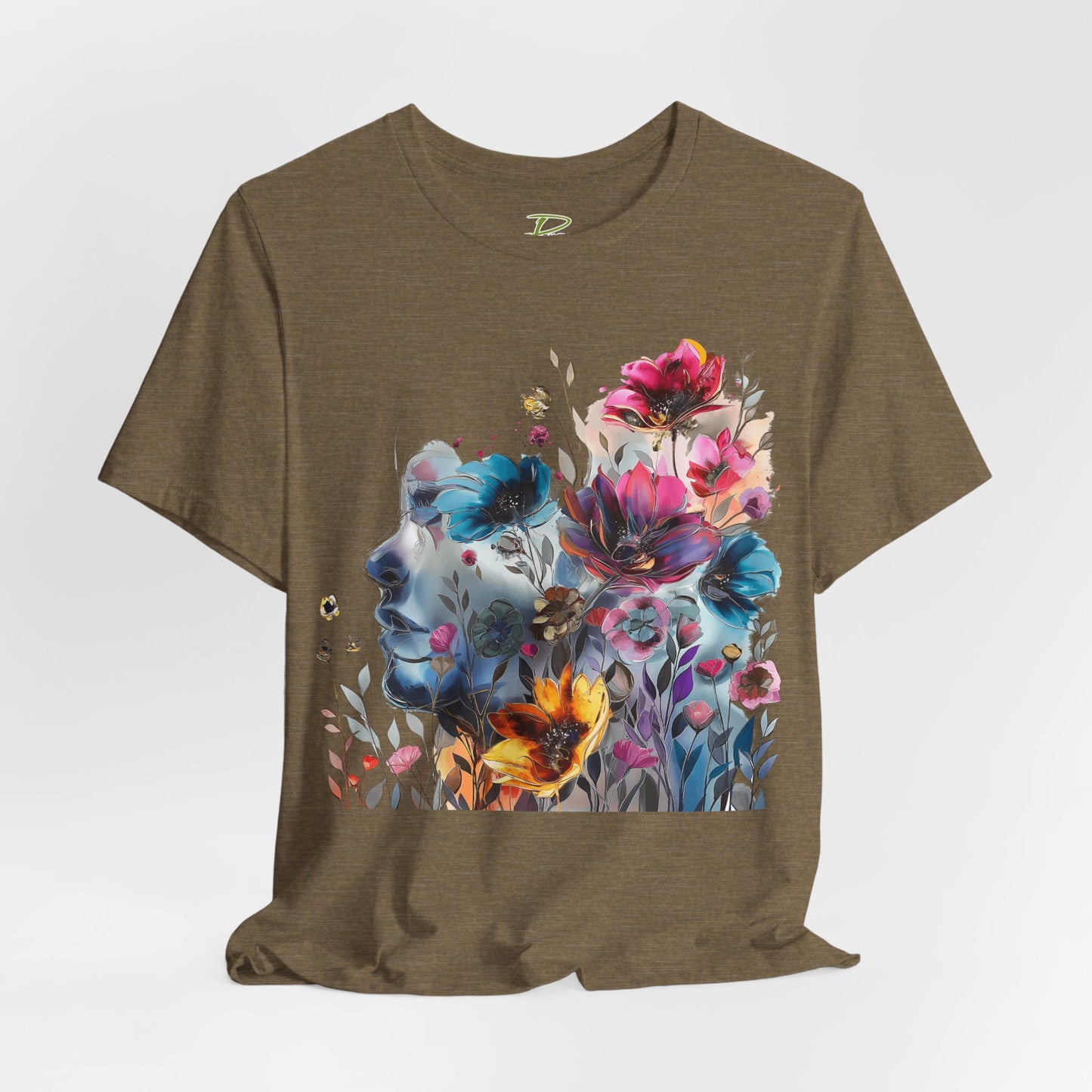 Floral Watercolor T-shirt for Women - Vibrant Artistic Tee - Lightweight Fabric Tee