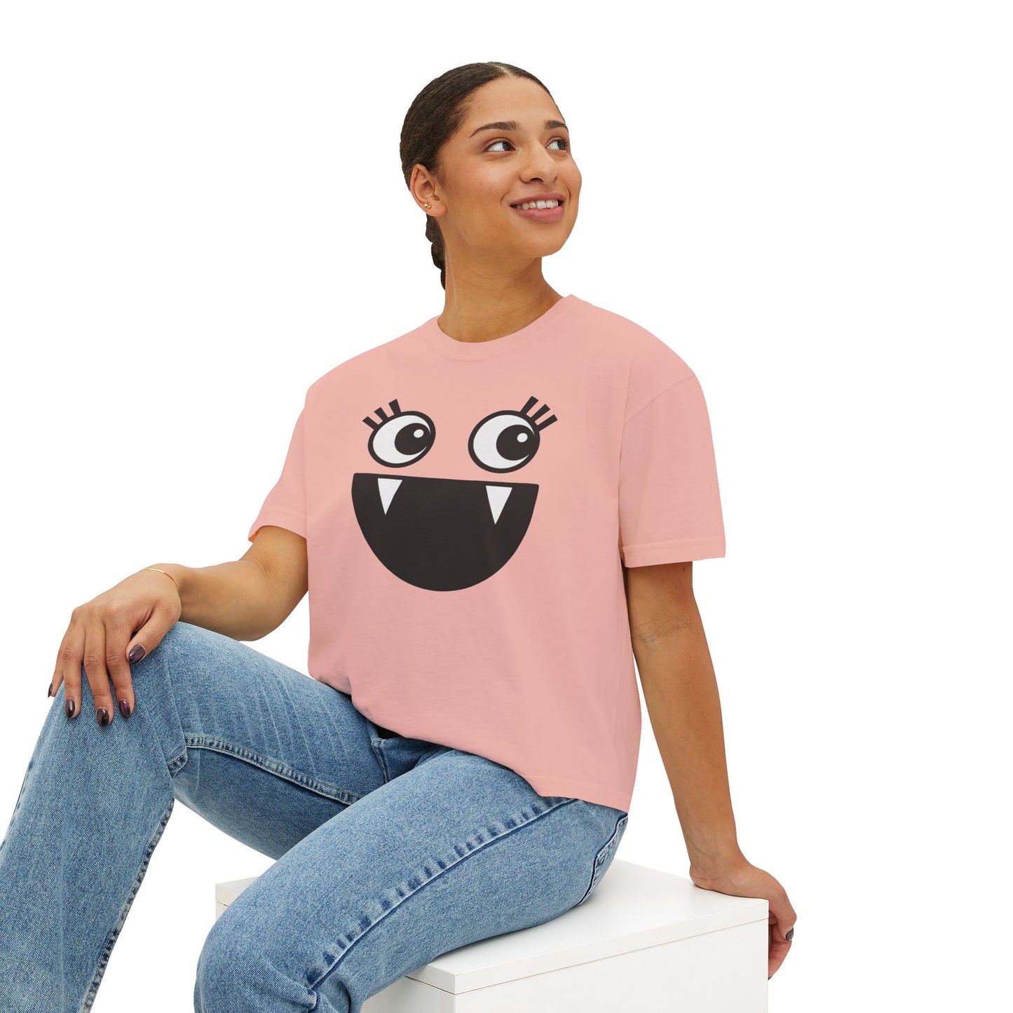 Cute Monster Women's Boxy Tee - Playful Graphic T-Shirt for Fun Style