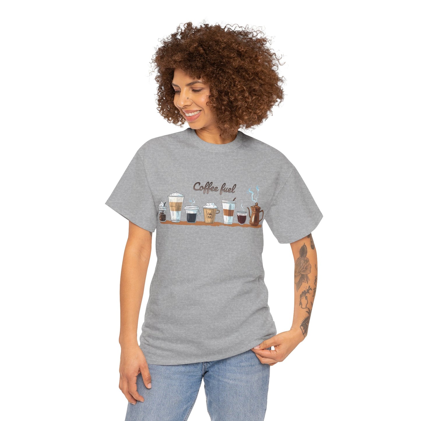 Coffee Cups T-shirt - Unisex Heavy Cotton Tee