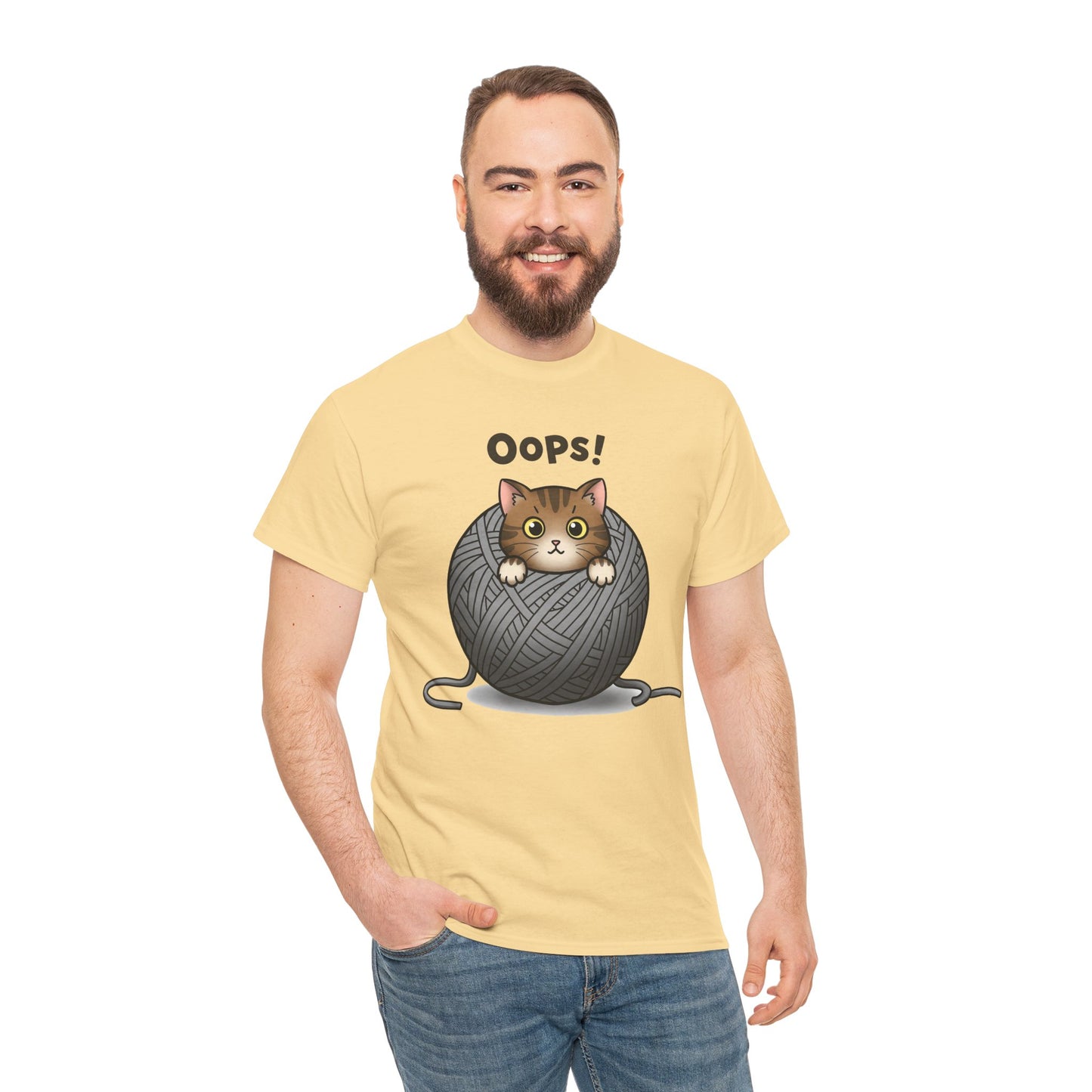 Cotton Tee with Cute Cat Design - 'Oops!' Humor for Cat Lovers