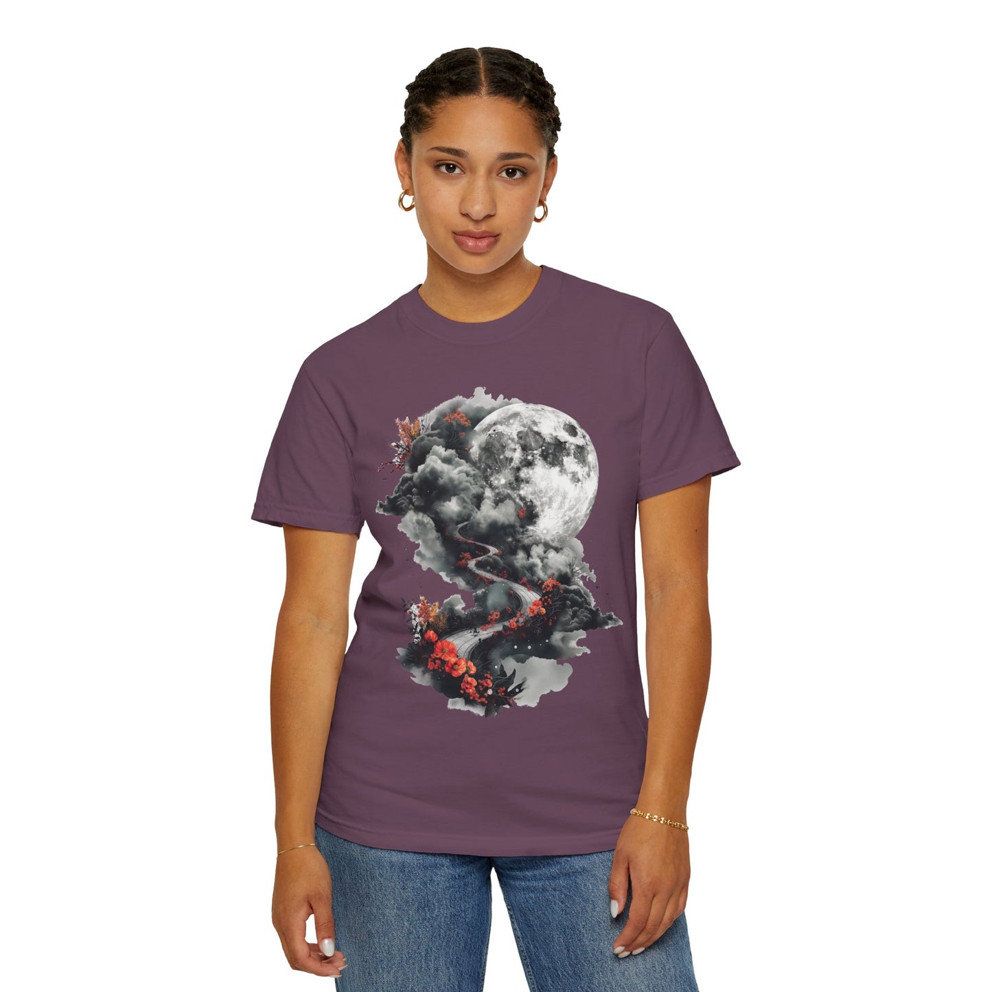 Artistic Moonlit T-Shirt - Soft Unisex Tee, Gift for Nature Lovers, Casual Wear, Boho Style, Handmade Gift