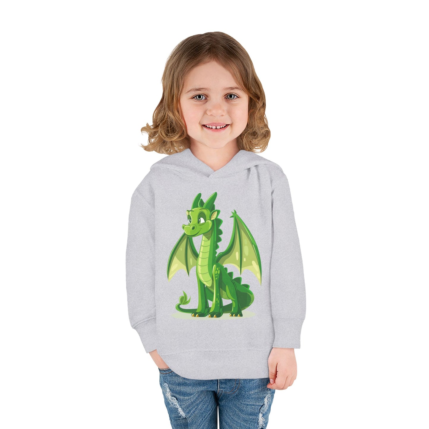Toddler Pullover Fleece Hoodie - Cute Cartoon Dragon Design Hoodie