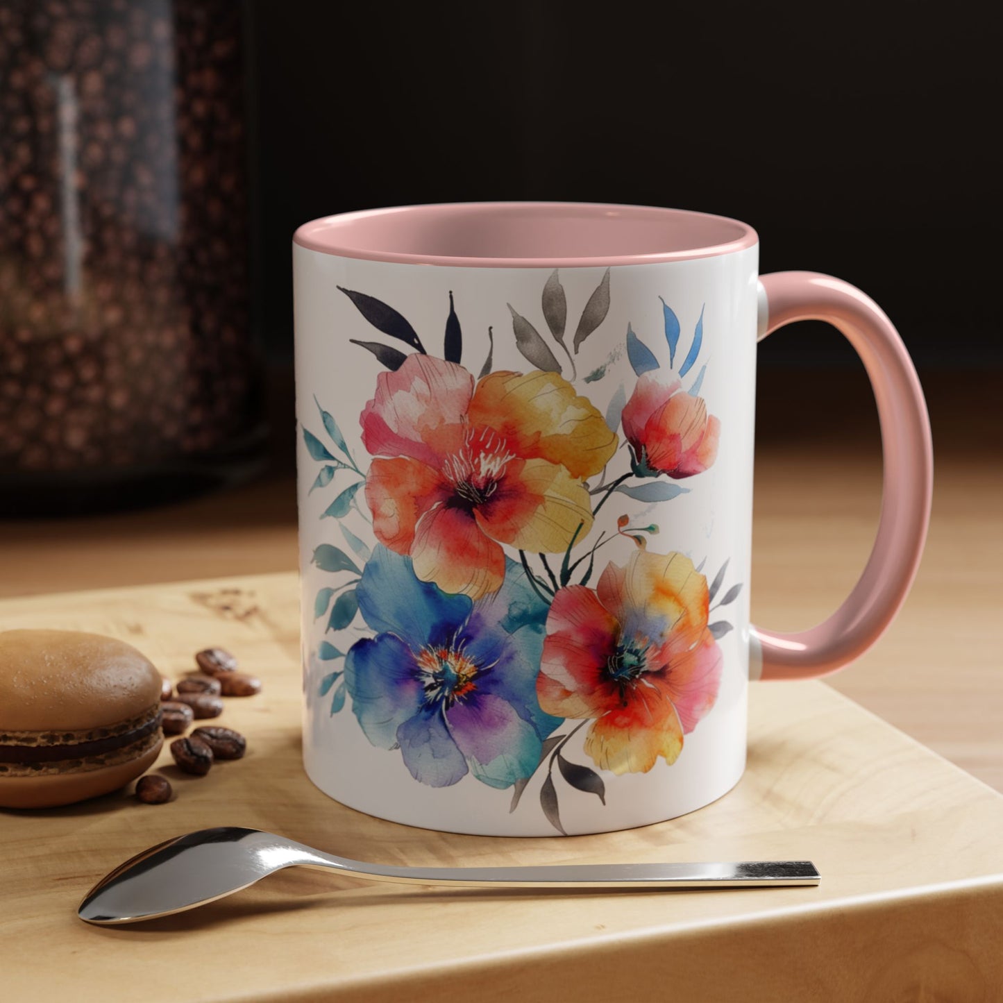 Oil colored Wildflowers Accent Coffee Mug, (11oz, 15oz)