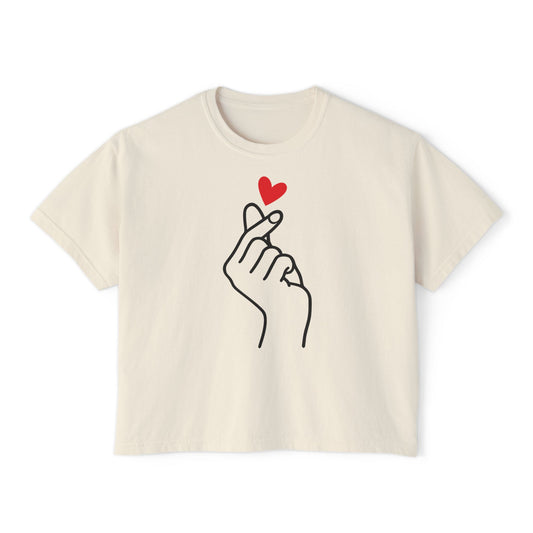 Women's Boxy Tee with Heart Design, Cute Casual T-Shirt, Gifts for Her, Love Themed Apparel, Easy Summer Style, Trendy Everyday Wear