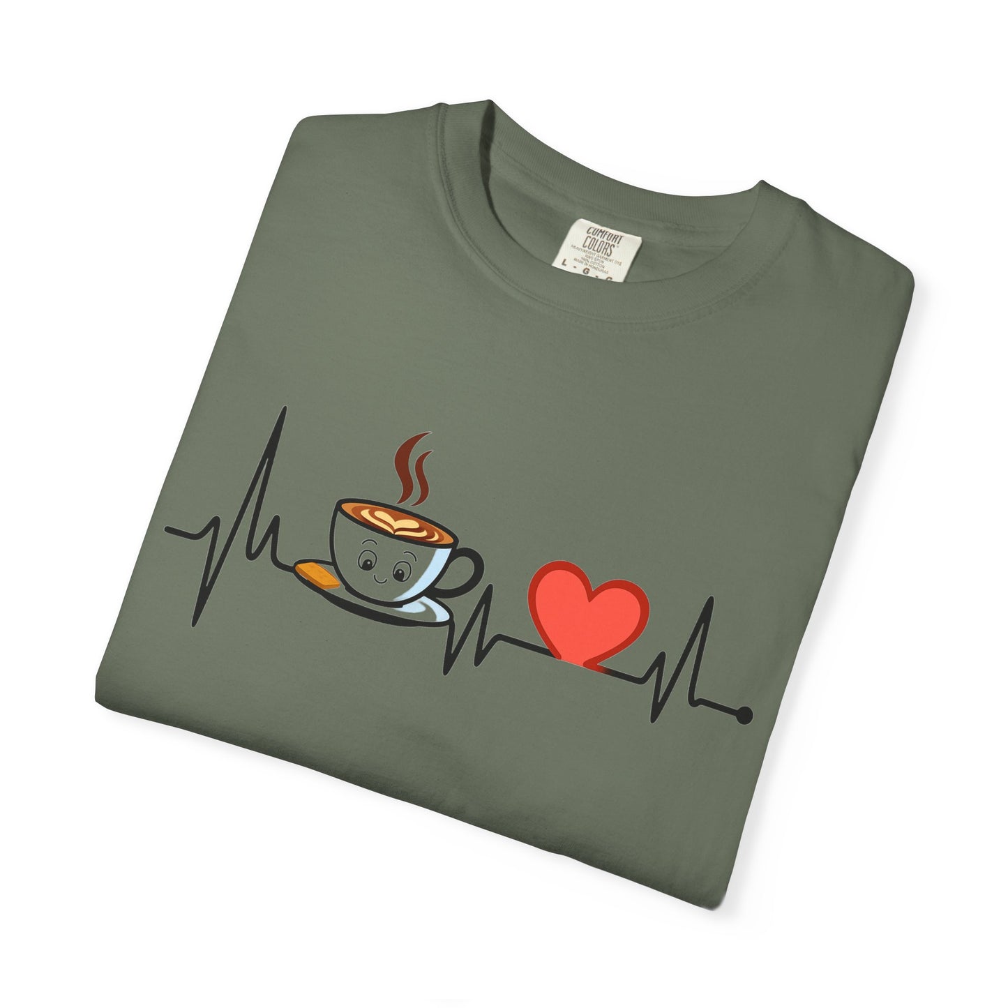 Cute Coffee Heartbeat T-Shirt, Unisex Tee for Coffee Lovers, Gift for Baristas, Casual Wear, Perfect for Birthdays and Holidays