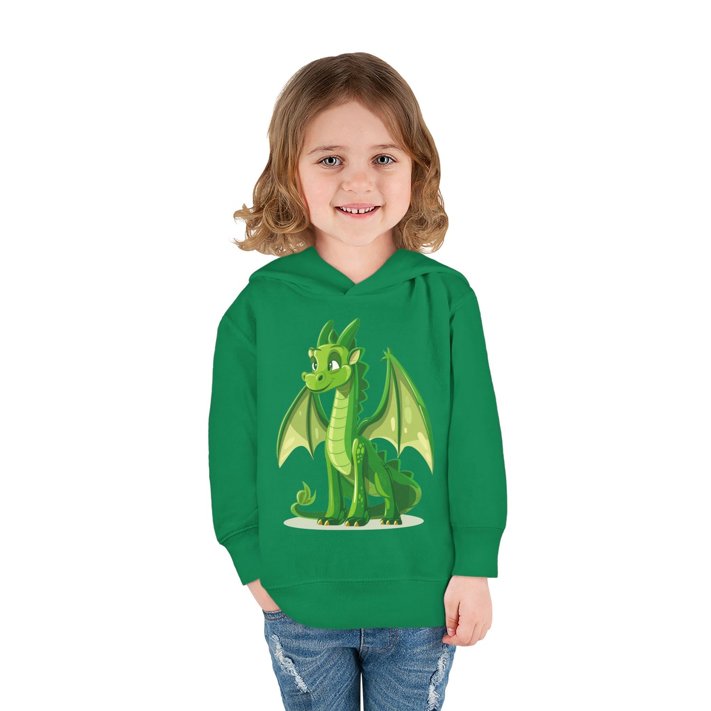 Toddler Pullover Fleece Hoodie - Cute Cartoon Dragon Design Hoodie