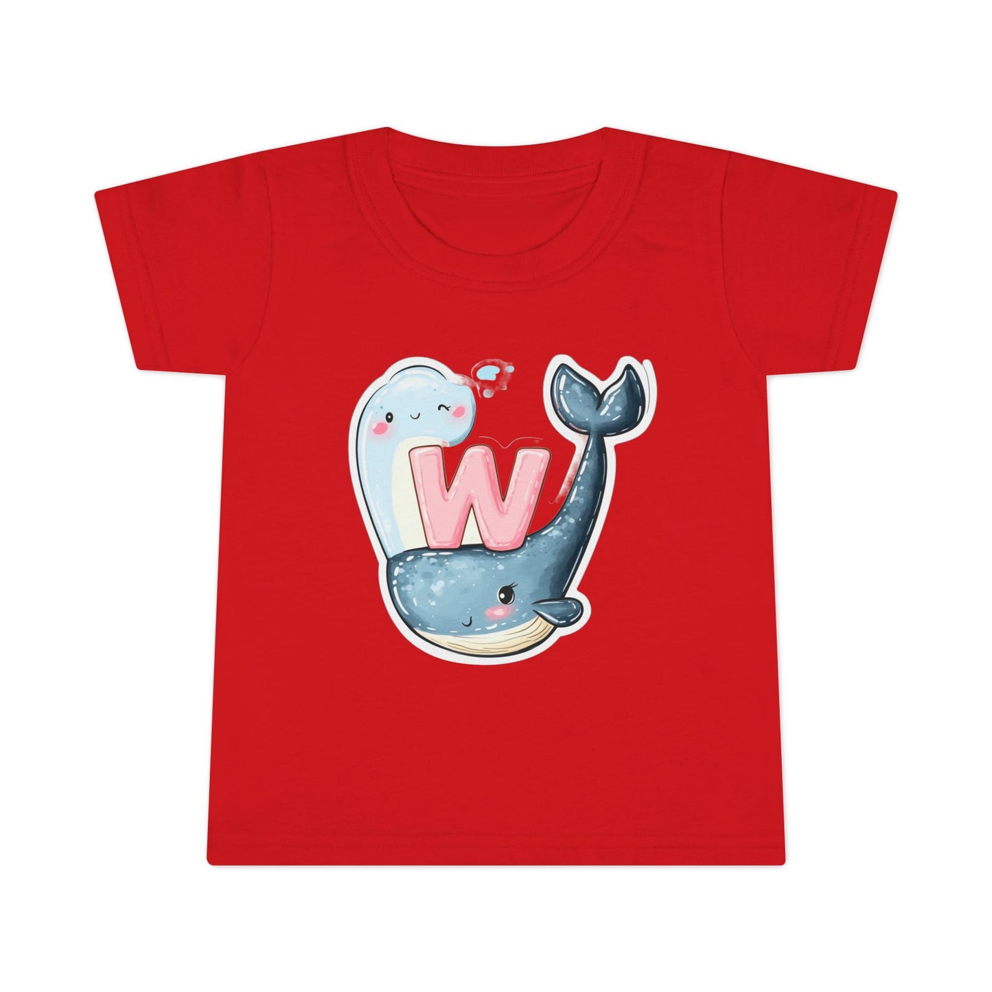 Cute Whale & Ghost Letter W Toddler T-Shirt – Fun Kids Apparel for Learning & Play