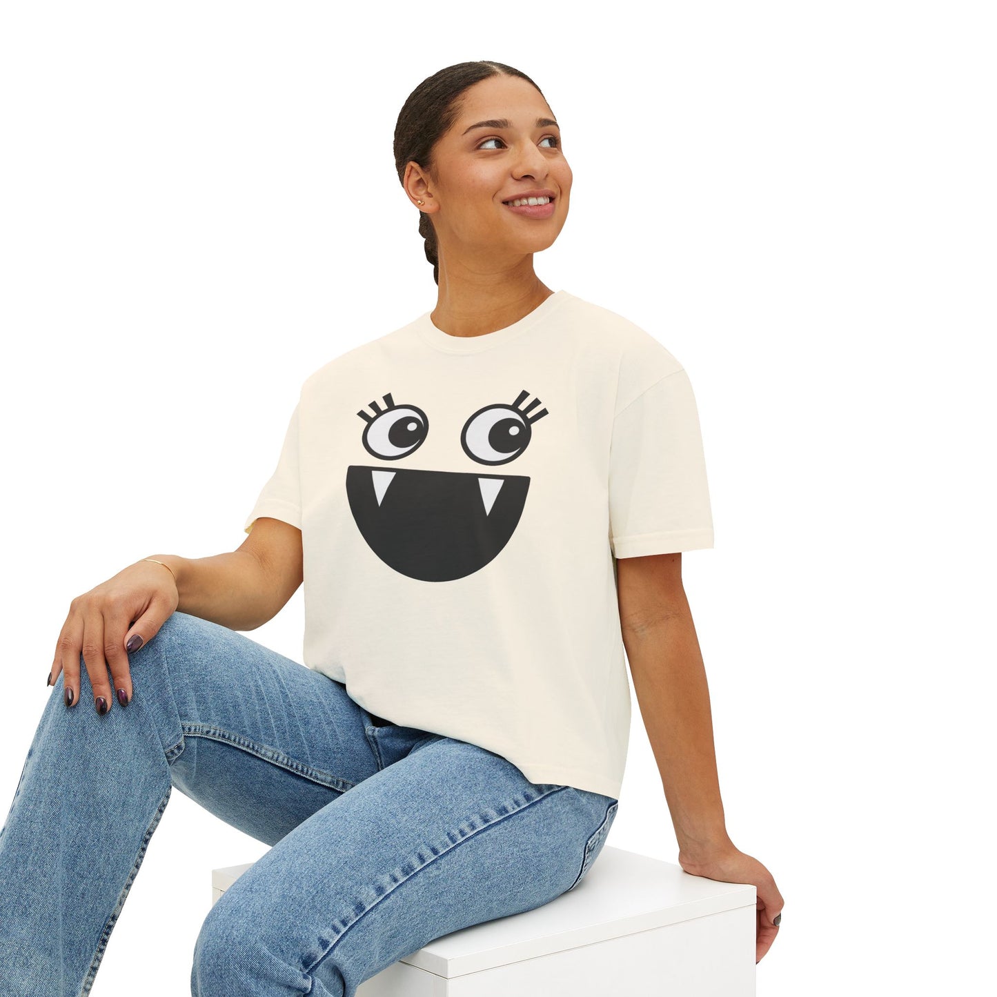 Cute Monster Women's Boxy Tee - Playful Graphic T-Shirt for Fun Style