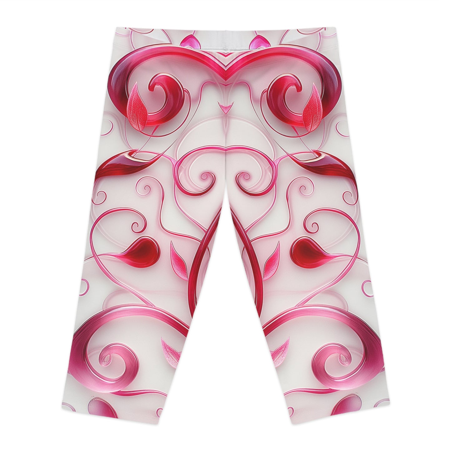 Women's Capri Leggings - Heartfelt Watercolor Leggings