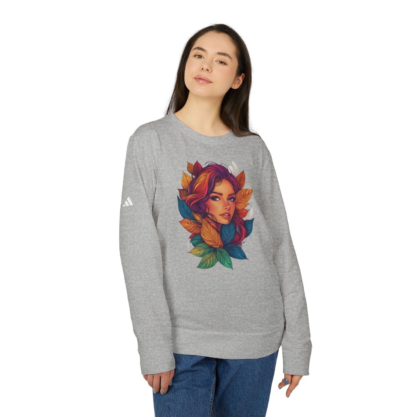 Adidas Women's Fleece Crewneck Sweatshirt - Fantasy Woman Face Fleece Sweatshirt