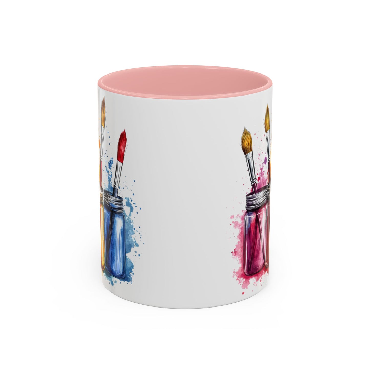 Paint Brushes Design Tea Cup - Accent Watercolor Coffee Mug, (11, 15oz)