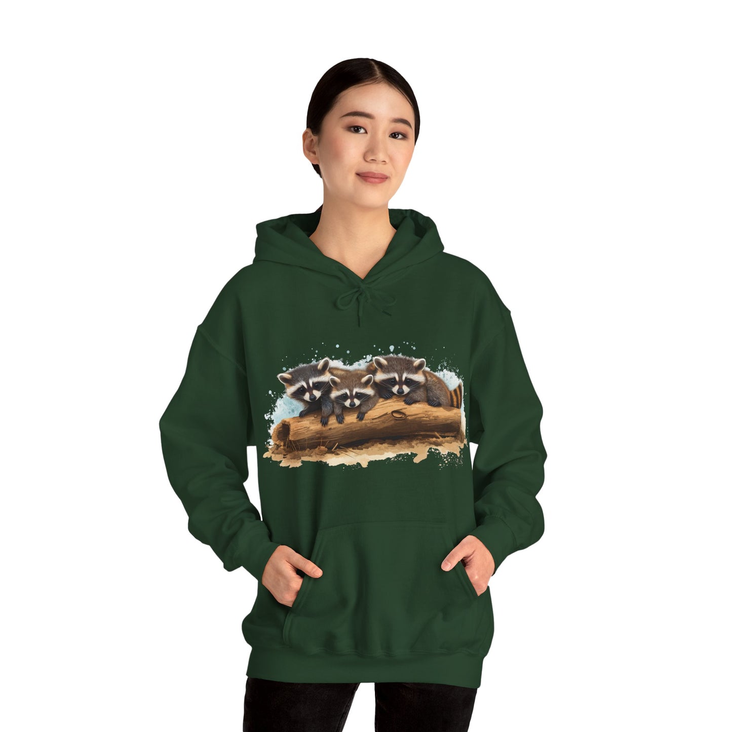 Cozy Raccoon Hooded Sweatshirt - Unisex Heavy Blend™- Raccoon in hoodie - Raccoon Hoodie with ears