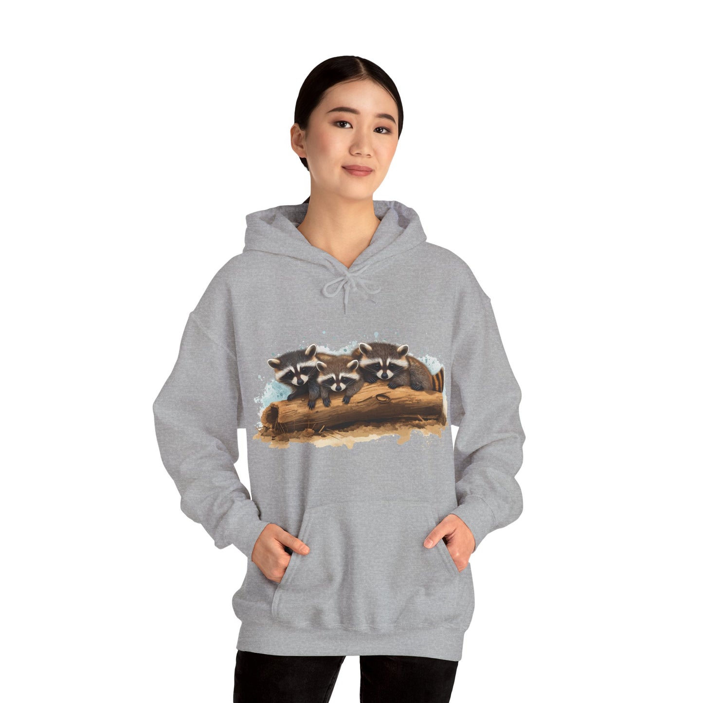Cozy Raccoon Hooded Sweatshirt - Unisex Heavy Blend™- Raccoon in hoodie - Raccoon Hoodie with ears