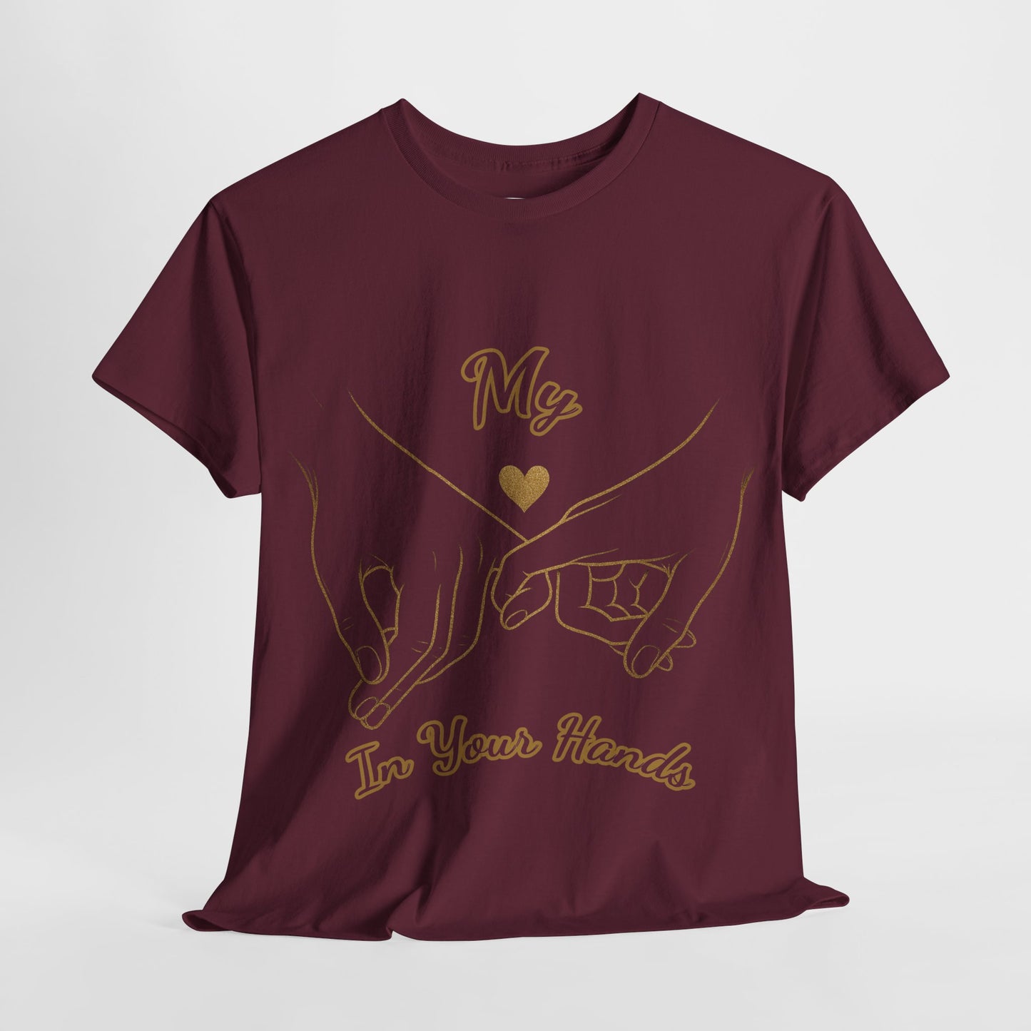Cute Couples Unisex Heavy Cotton Tee - 'My Heart in Your Hands' design T-shirt