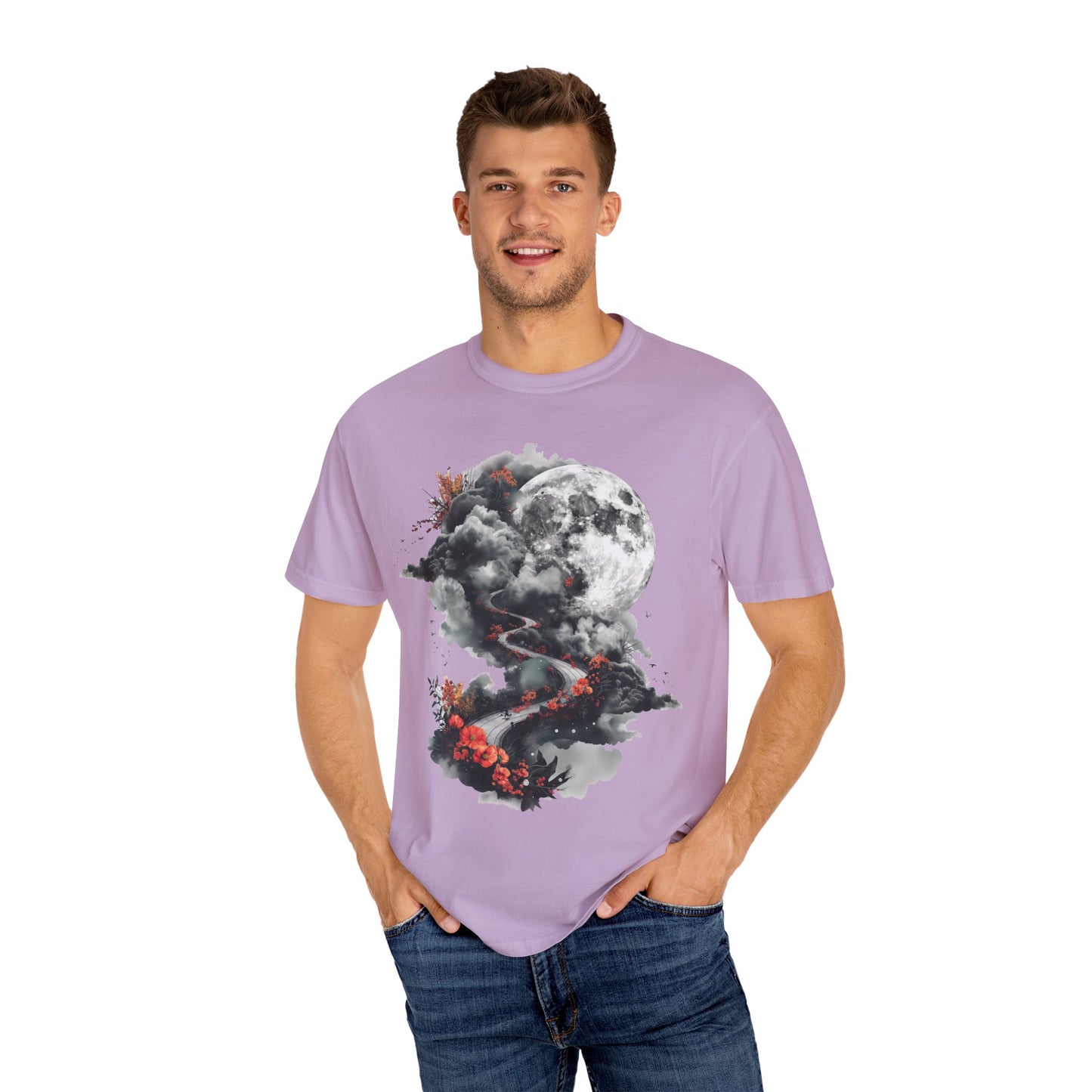 Artistic Moonlit T-Shirt - Soft Unisex Tee, Gift for Nature Lovers, Casual Wear, Boho Style, Handmade Gift