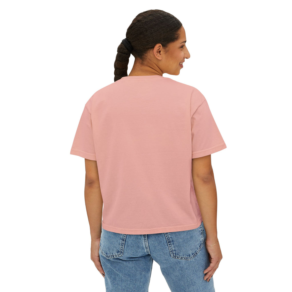 Vintage Bike Boxy Tee - Valentine's Day Women's Boxy Tee with Heart Balloons Graphic