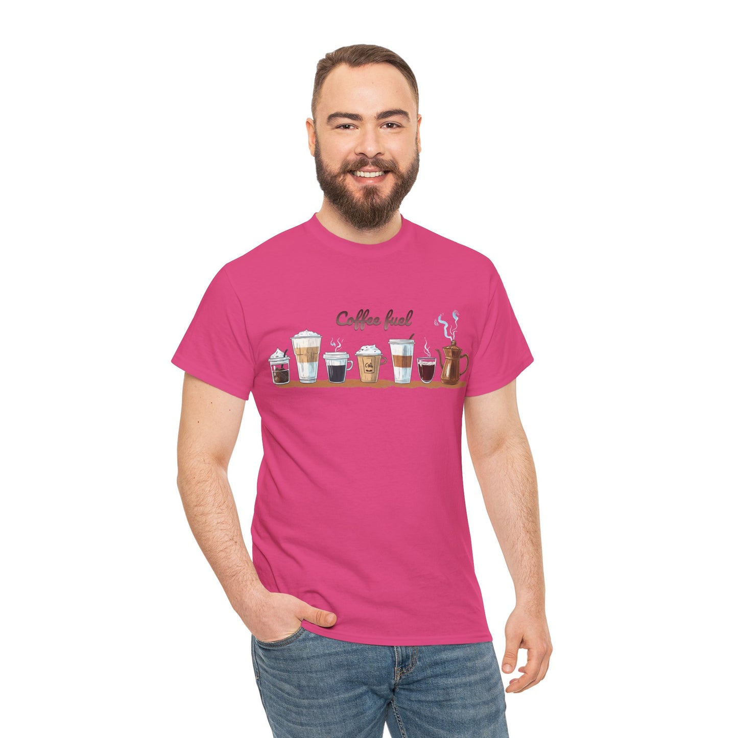 Coffee Cups T-shirt - Unisex Heavy Cotton Tee