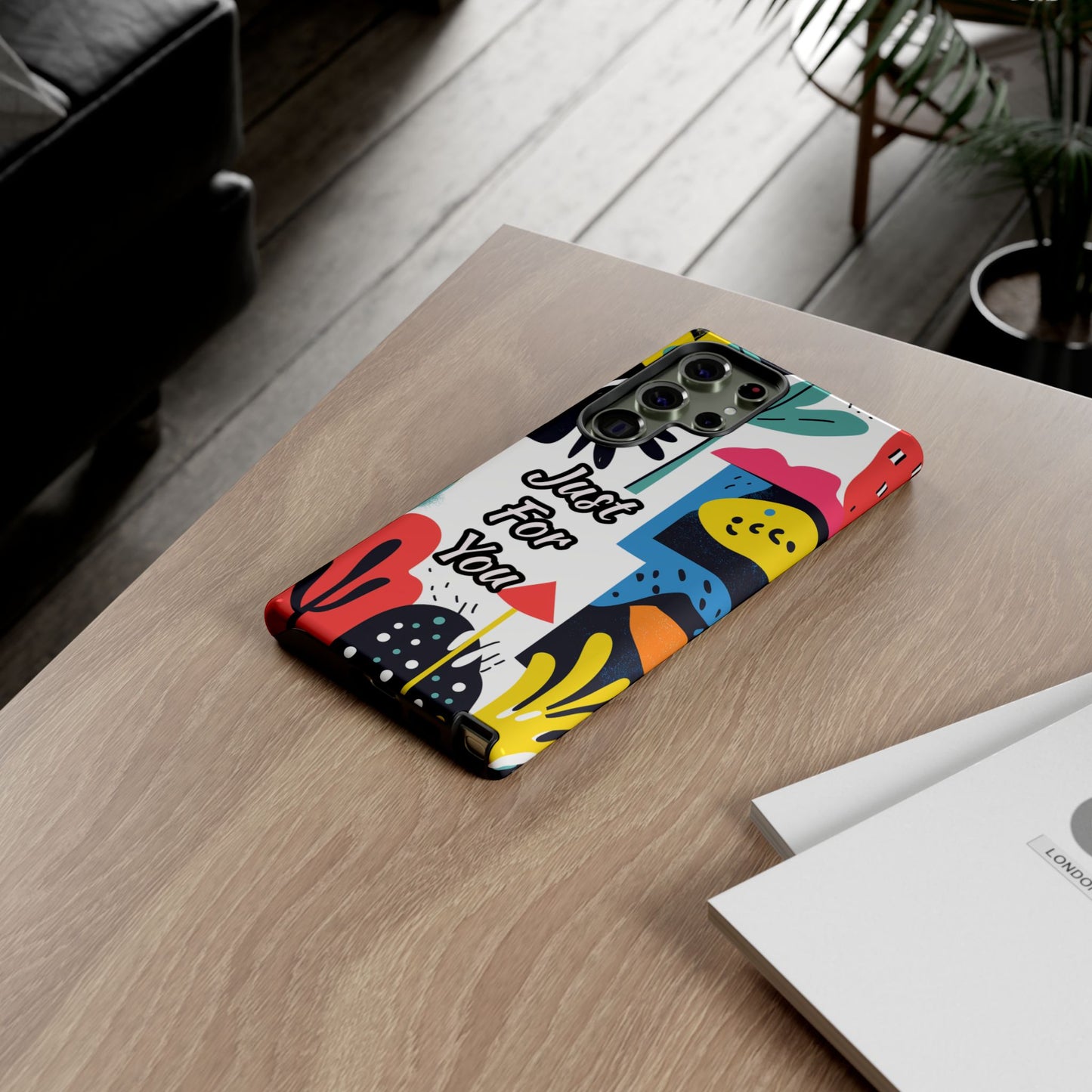 Colorful Phone Case with "Just For You" Design - Fun Gift, Unique Phone Accessory, Vibrant Design, Custom Gift Idea, Personal Touch