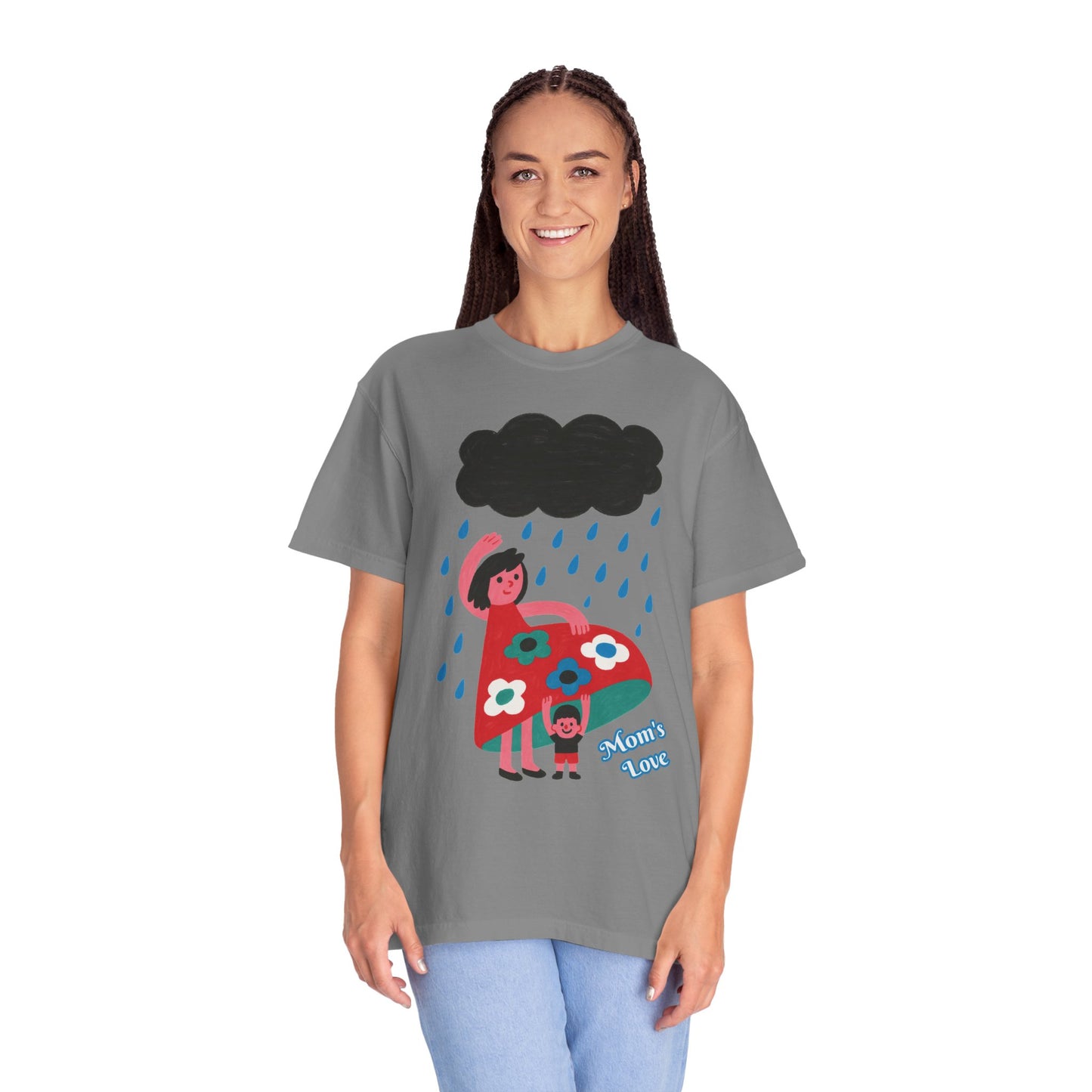 Colorful Rainy Day Unisex T-Shirt - Whimsical Design Featuring Flowers & Clouds - Mother's day Gift - Birthday Gift