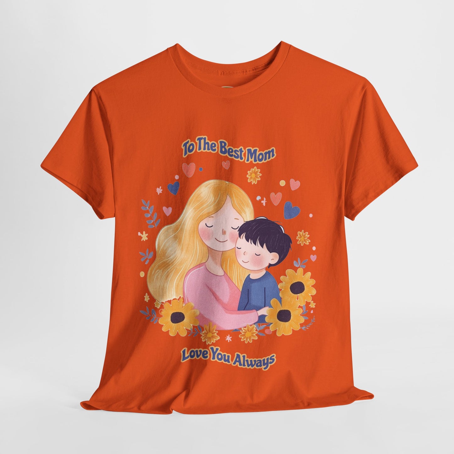 Mother & Child Love Heavy Cotton Tee - Floral Design T-Shirt - Mother's day Gift - Birthday Gift for Mom