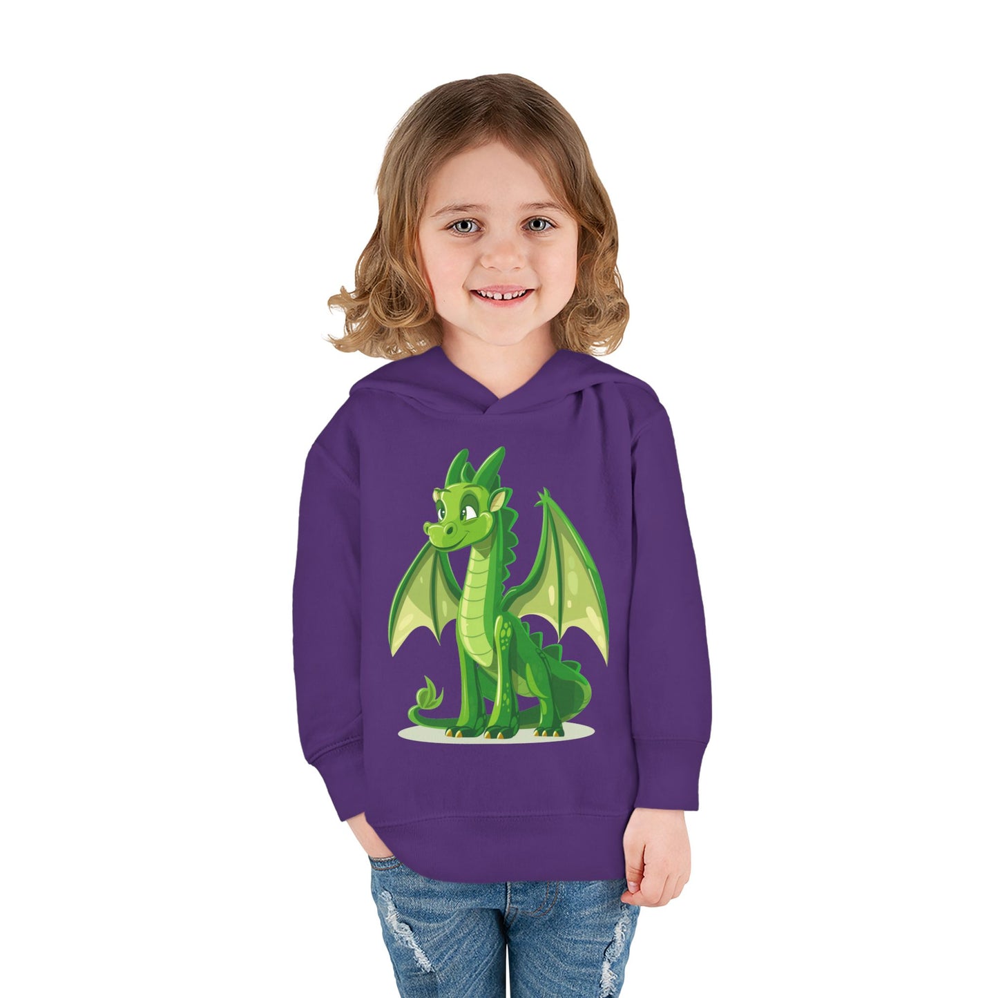 Toddler Pullover Fleece Hoodie - Cute Cartoon Dragon Design Hoodie