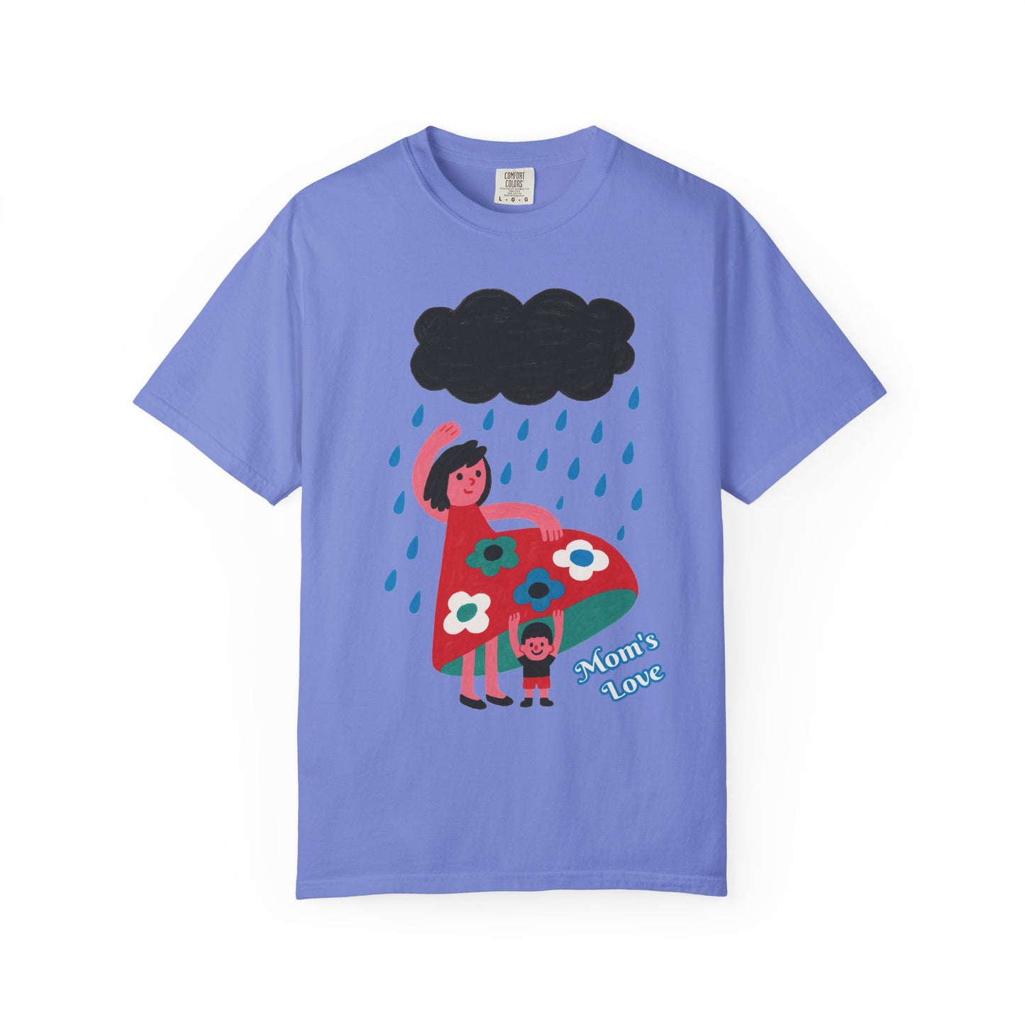 Colorful Rainy Day Unisex T-Shirt - Whimsical Design Featuring Flowers & Clouds - Mother's day Gift - Birthday Gift