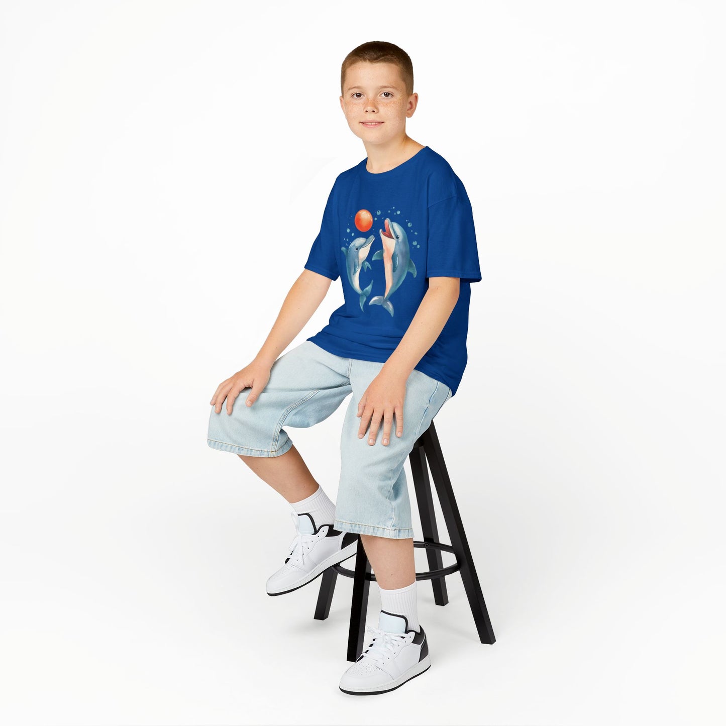 Playful Dolphins design Youth T-shirt- Unisex Youth Heavy Cotton™ Tee